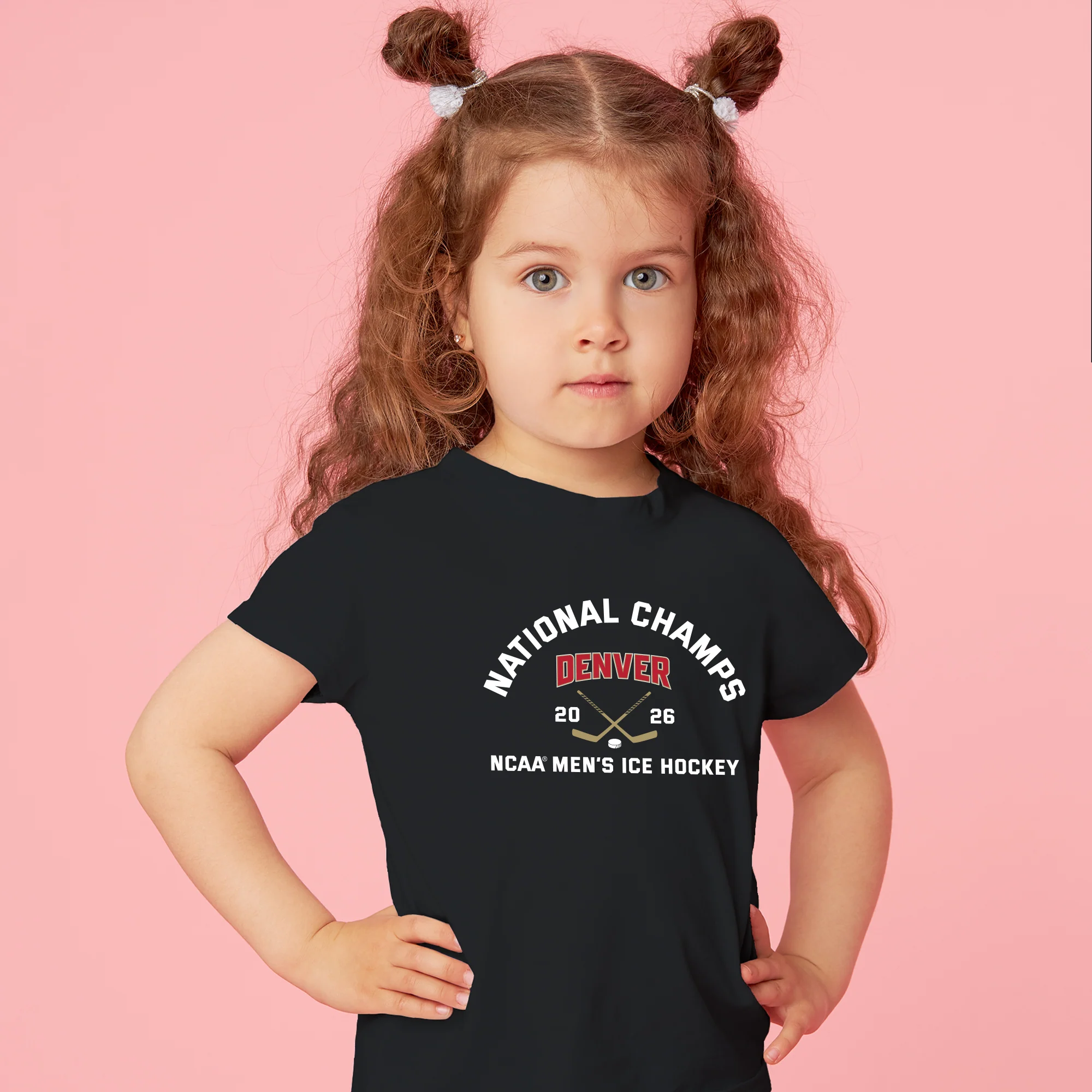 Denver 2026 Hockey National Champions Blocked Shot Toddler T-Shirt - Black - Image 4
