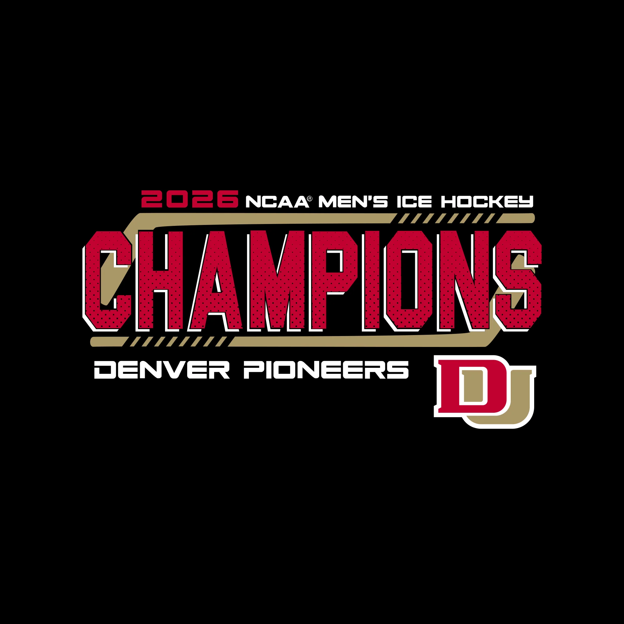 Denver 2026 Hockey National Champions Hockey Frame Womens T-Shirt - Black - Image 2