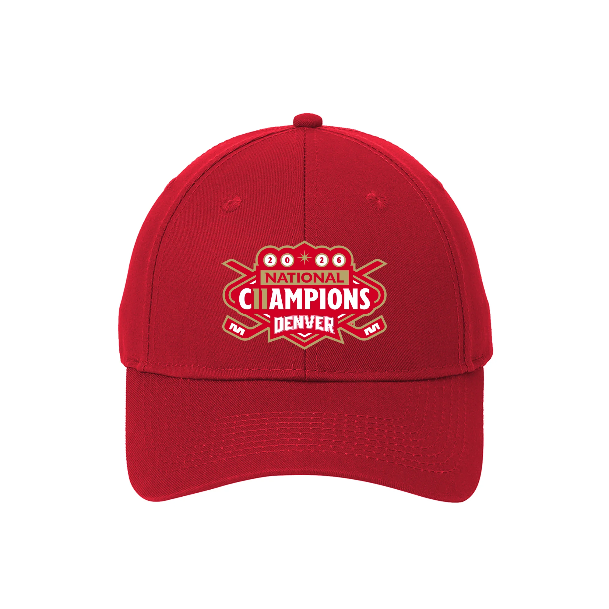 Denver 2026 Hockey National Champions Logo EMB Twill Hat - Red