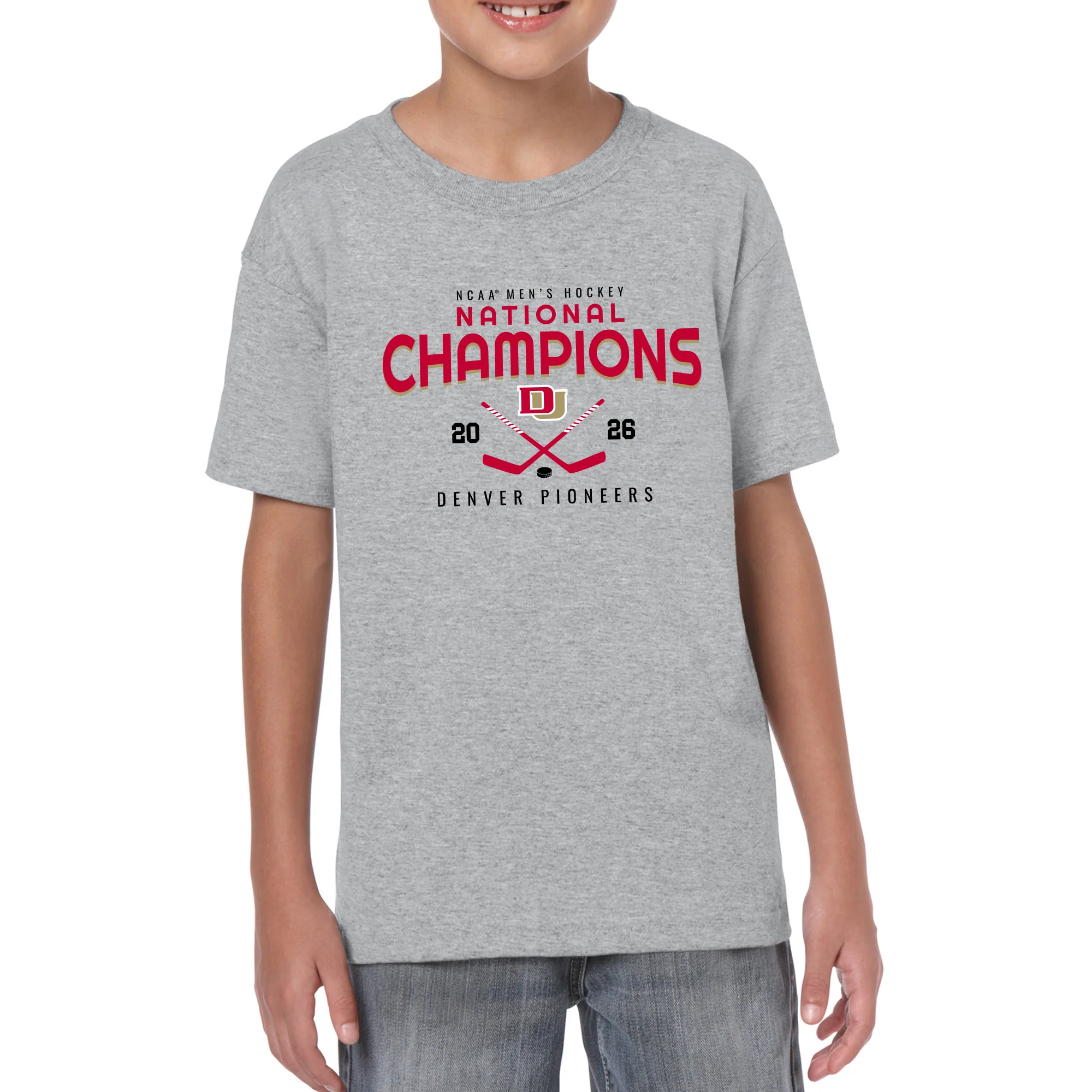 Denver 2026 Hockey National Champions Rounded Youth T-Shirt - Image 4