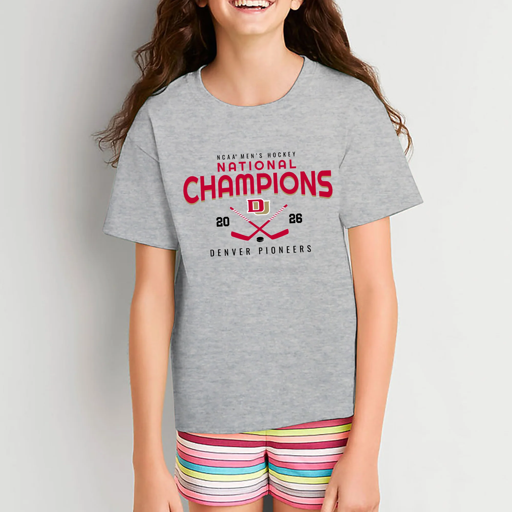 Denver 2026 Hockey National Champions Rounded Youth T-Shirt - Image 5