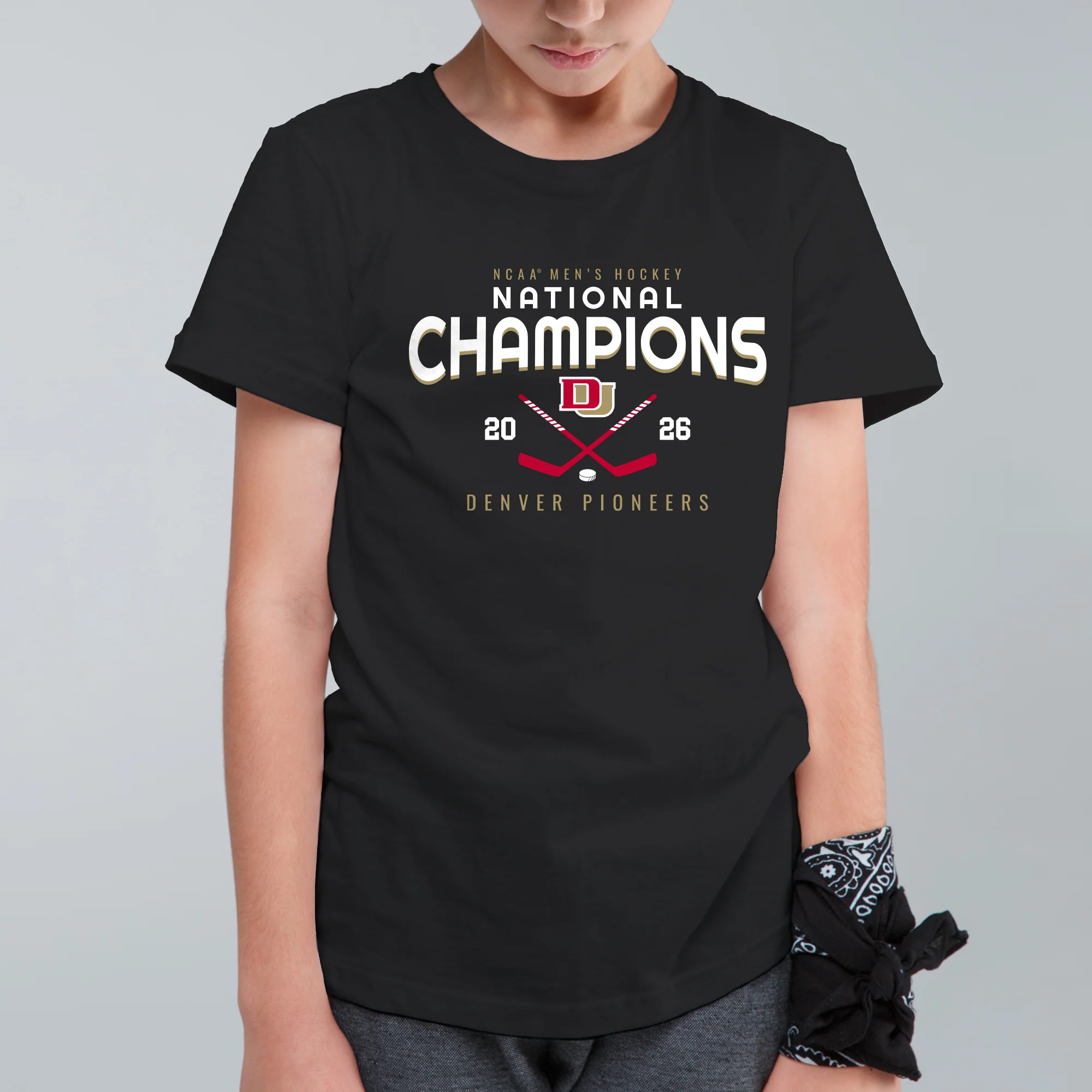 Denver 2026 Hockey National Champions Rounded Youth T-Shirt - Image 7