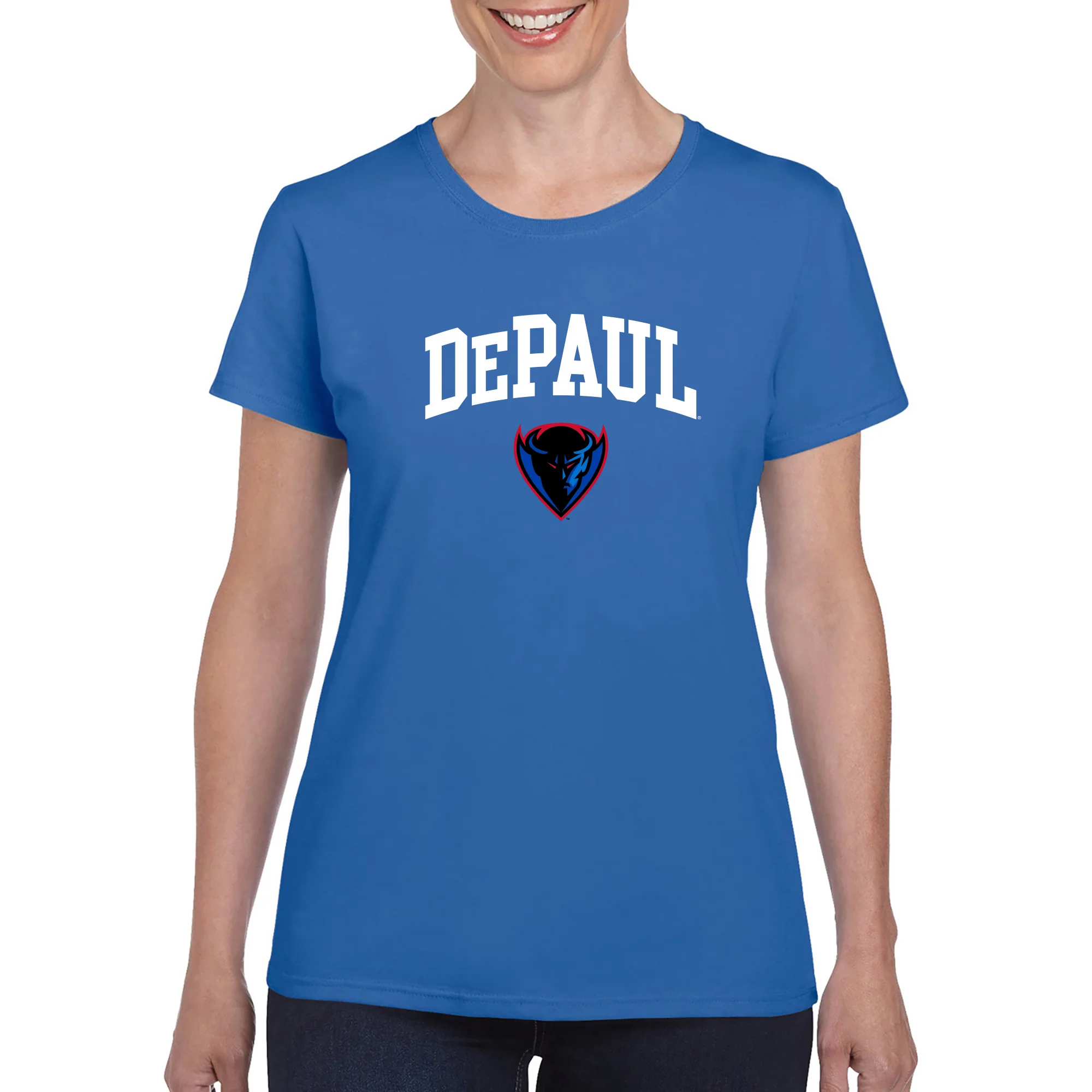 DePaul Arch Logo Womens T-Shirt - Royal - Image 3