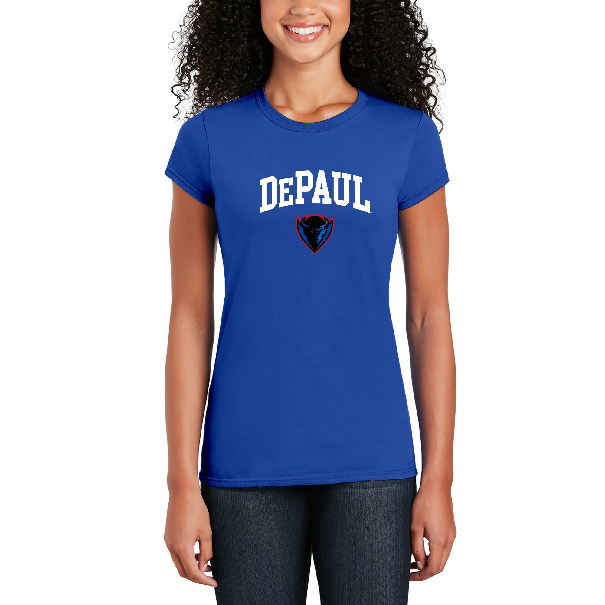 DePaul Arch Logo Womens T-Shirt - Royal - Image 4