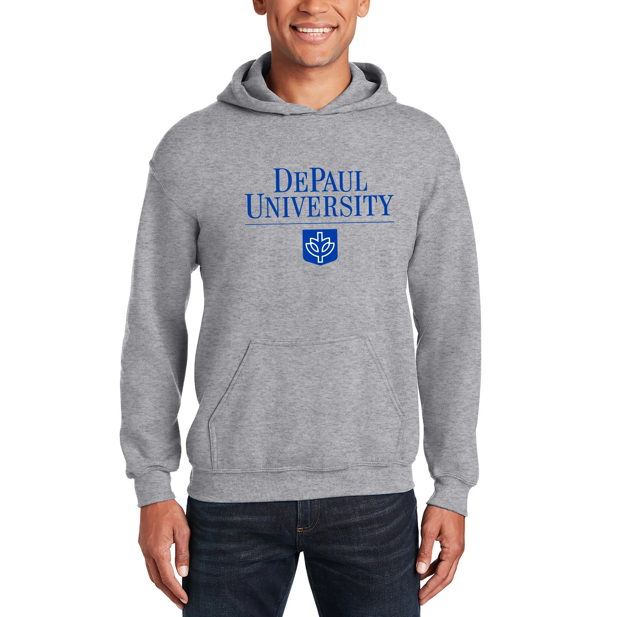 DePaul Institutional Logo Hoodie - Sport Grey - Image 3