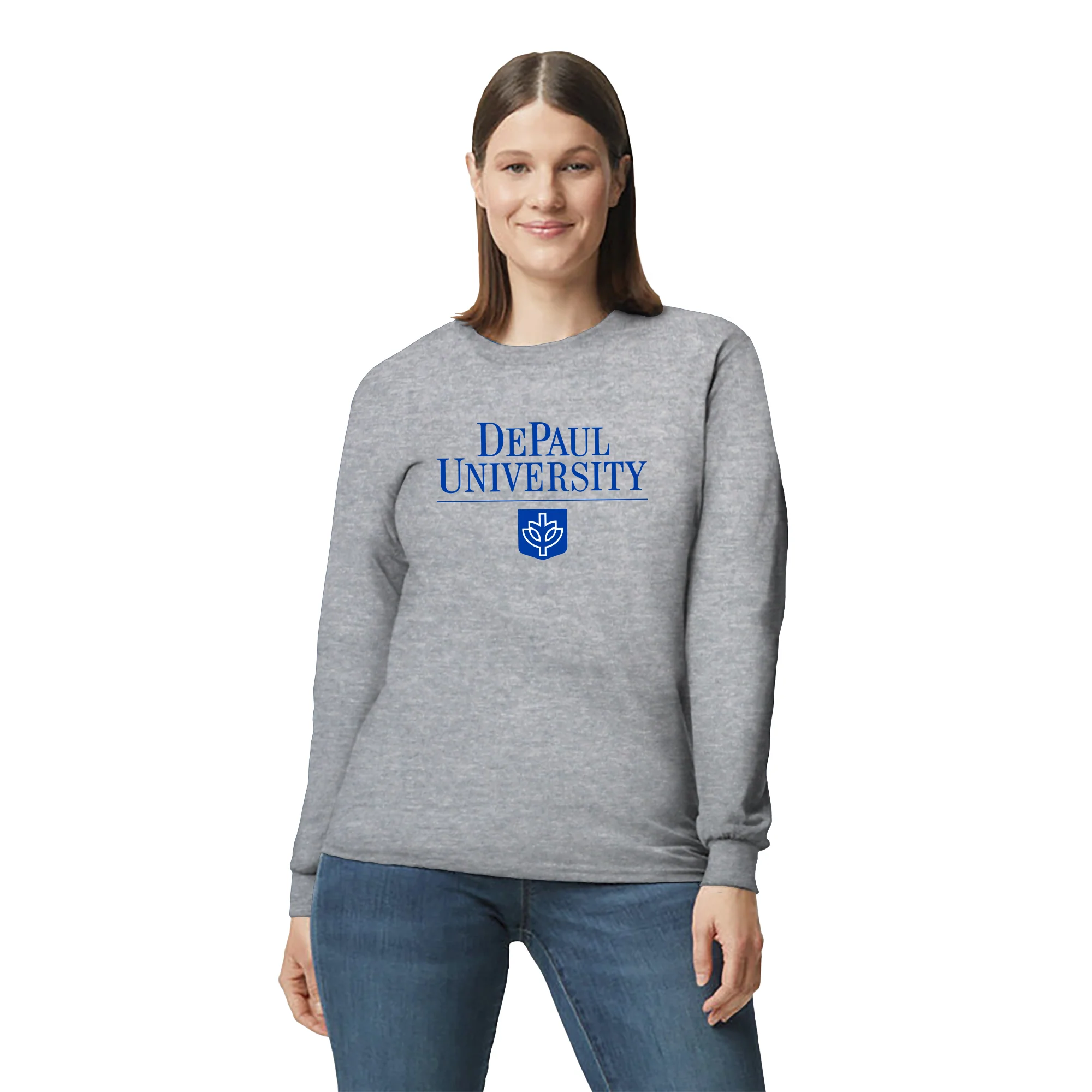 DePaul Institutional Logo Long Sleeve - Sport Grey - Image 4