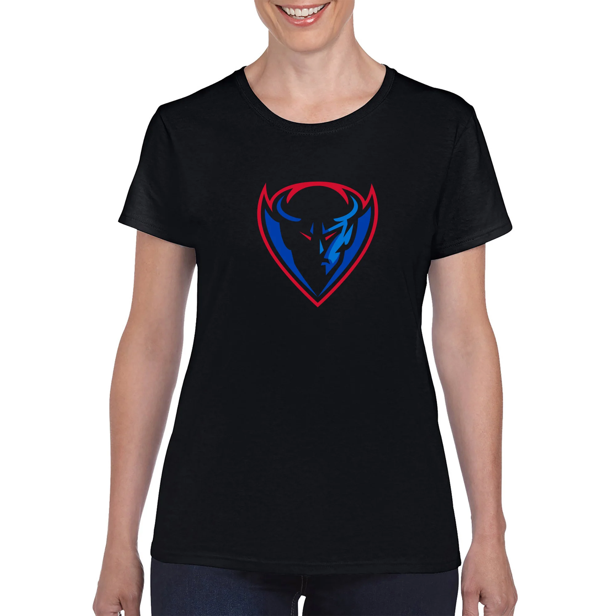 DePaul Primary Logo Womens T-Shirt - Black - Image 3