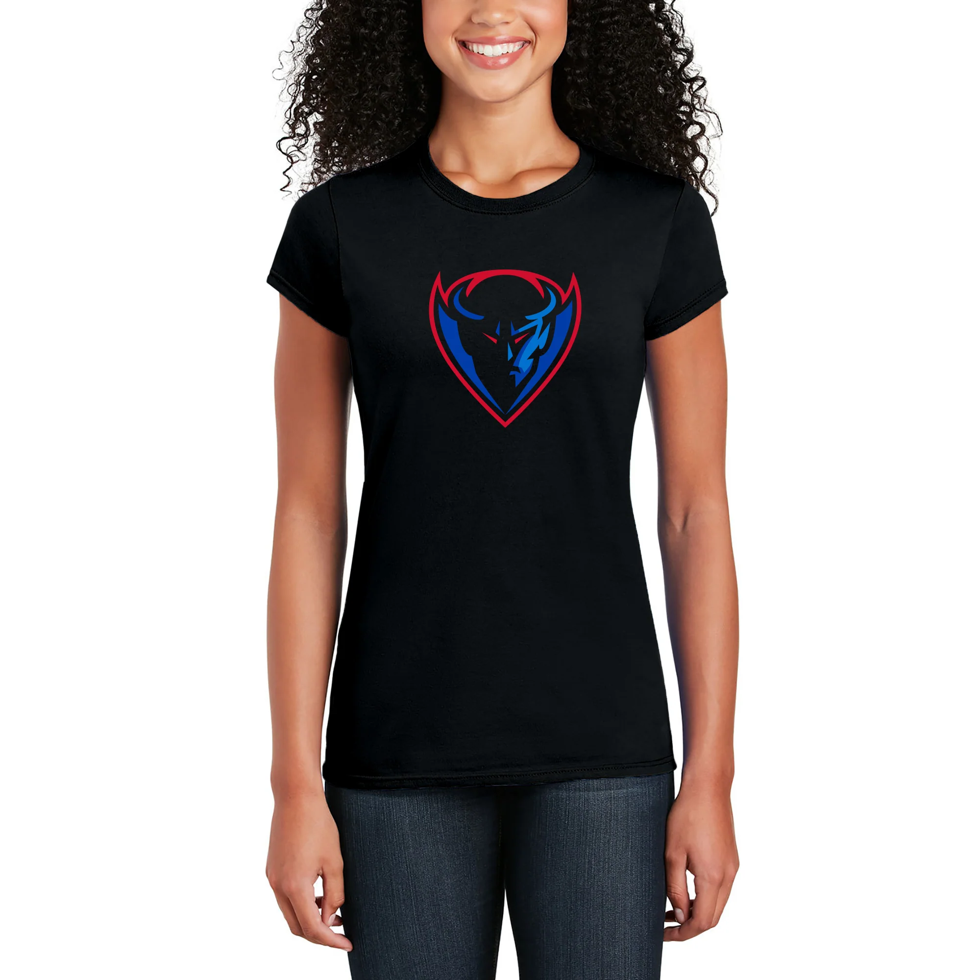 DePaul Primary Logo Womens T-Shirt - Black - Image 4