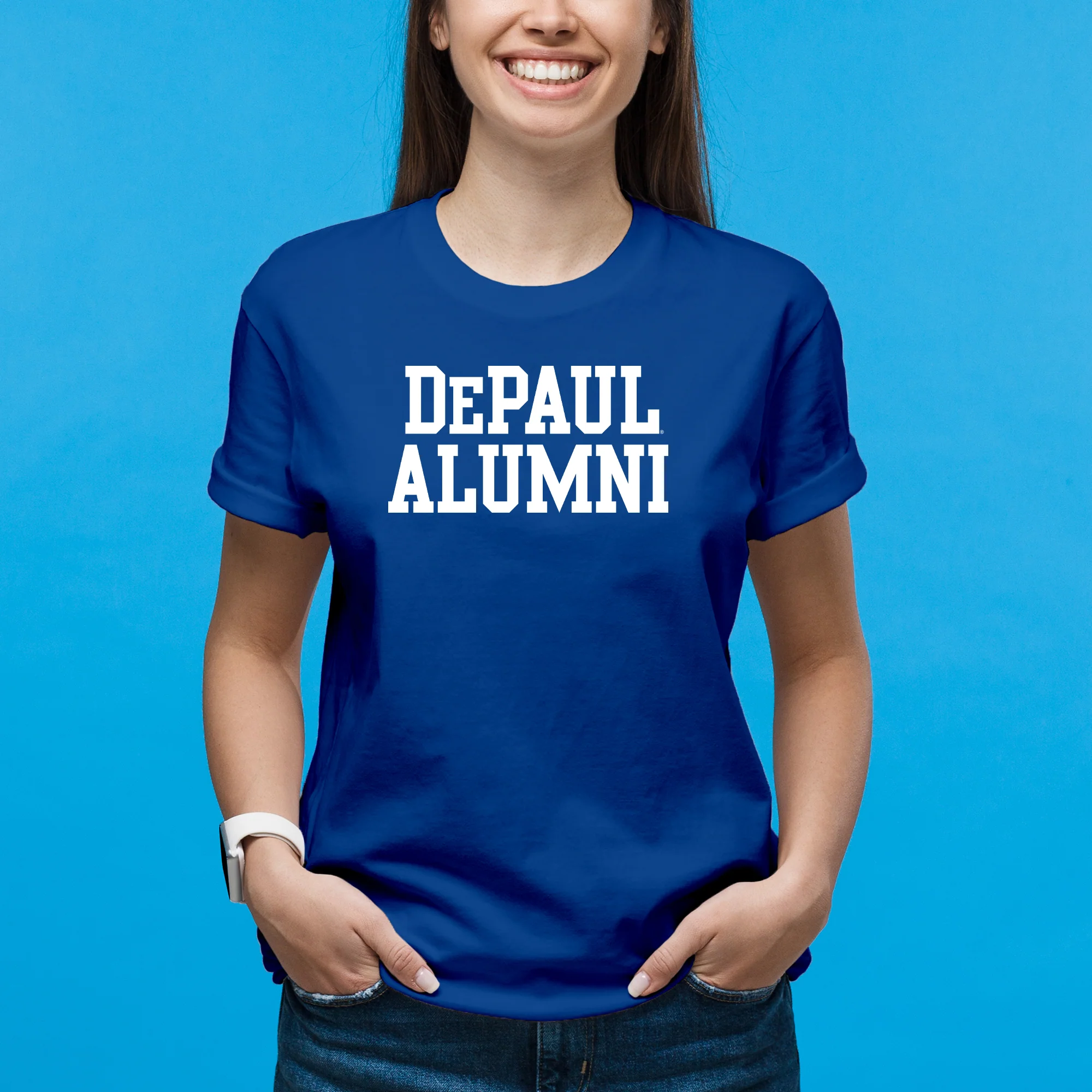 DePaul University Blue Demons Alumni Basic Block Short Sleeve T Shirt - Royal - Image 4
