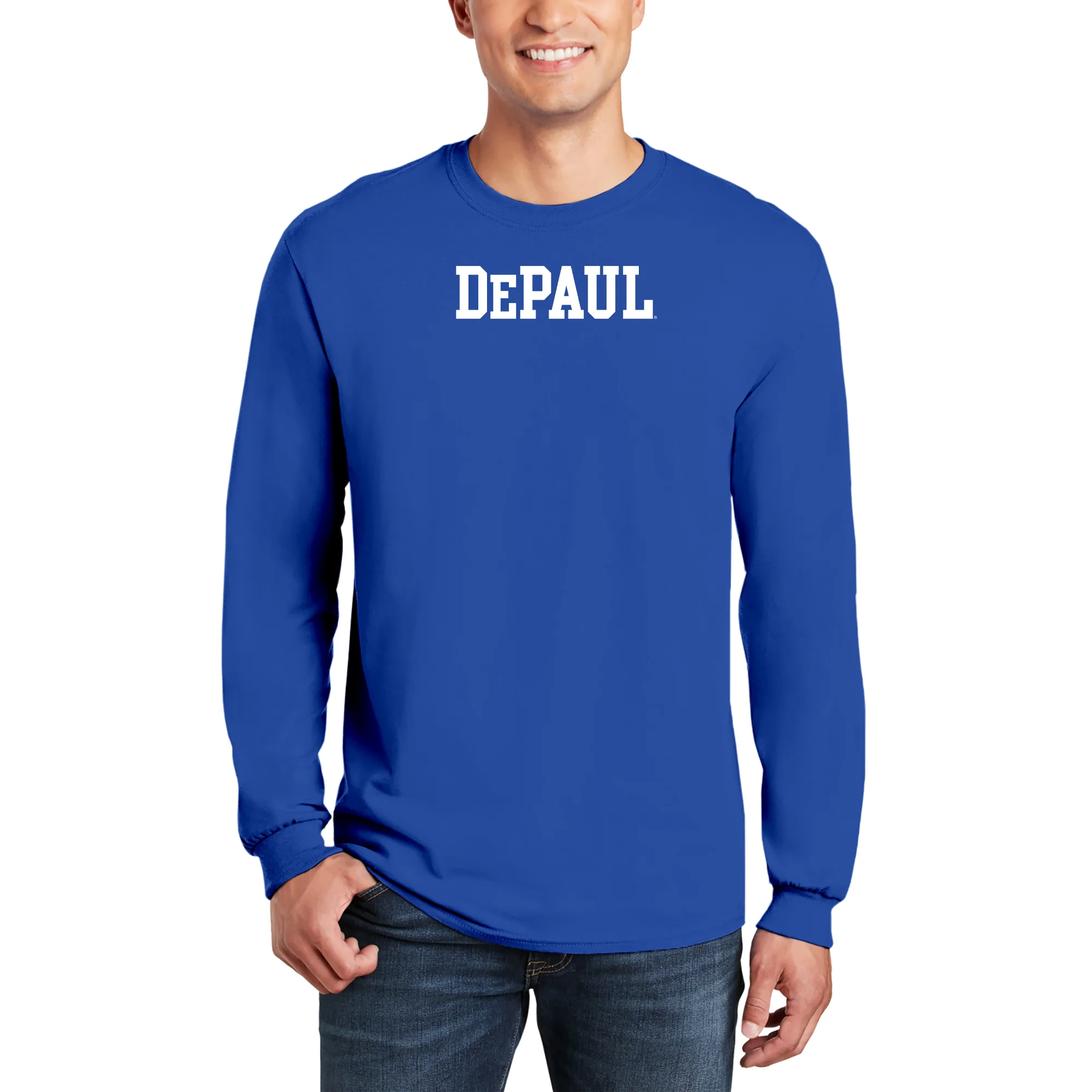 DePaul University Blue Demons Basic Block Long Sleeve T Shirt - Royal - Image 3