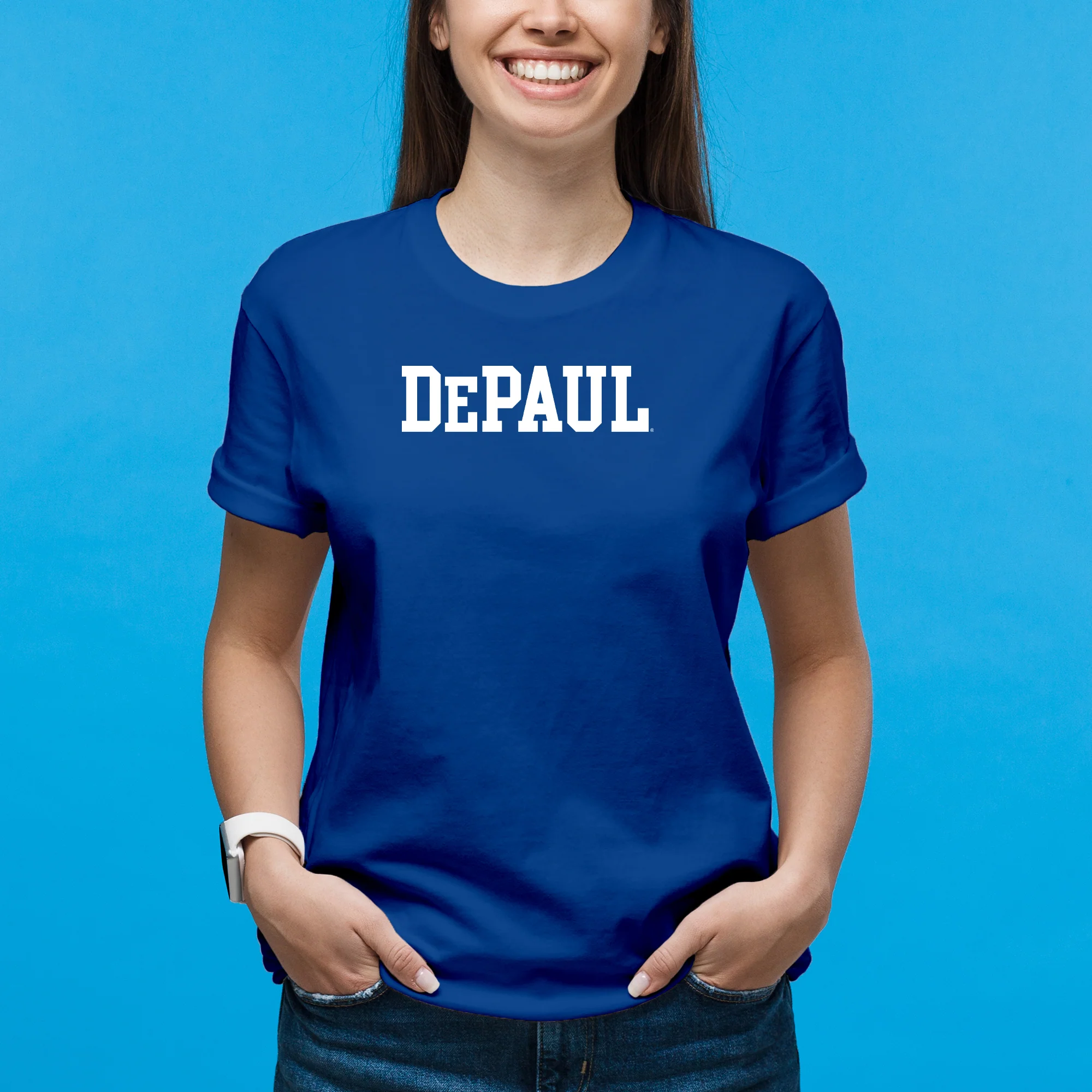 DePaul University Blue Demons Basic Block Short Sleeve T Shirt - Royal - Image 4