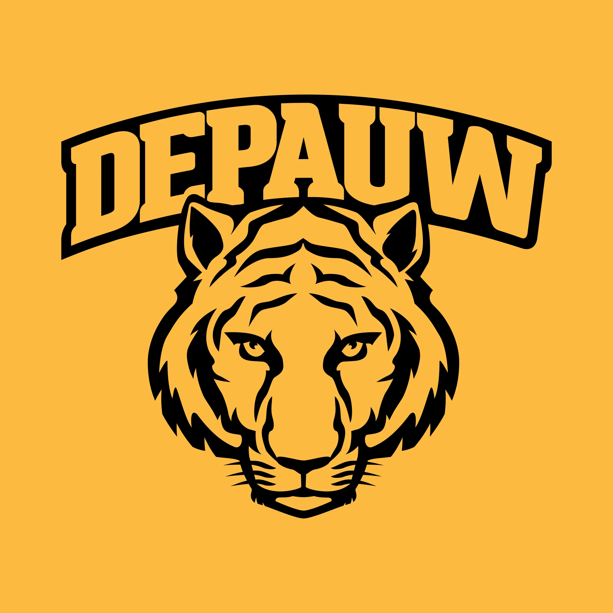 DePauw University Tigers Arch Logo Short Sleeve T Shirt - Gold - Image 2
