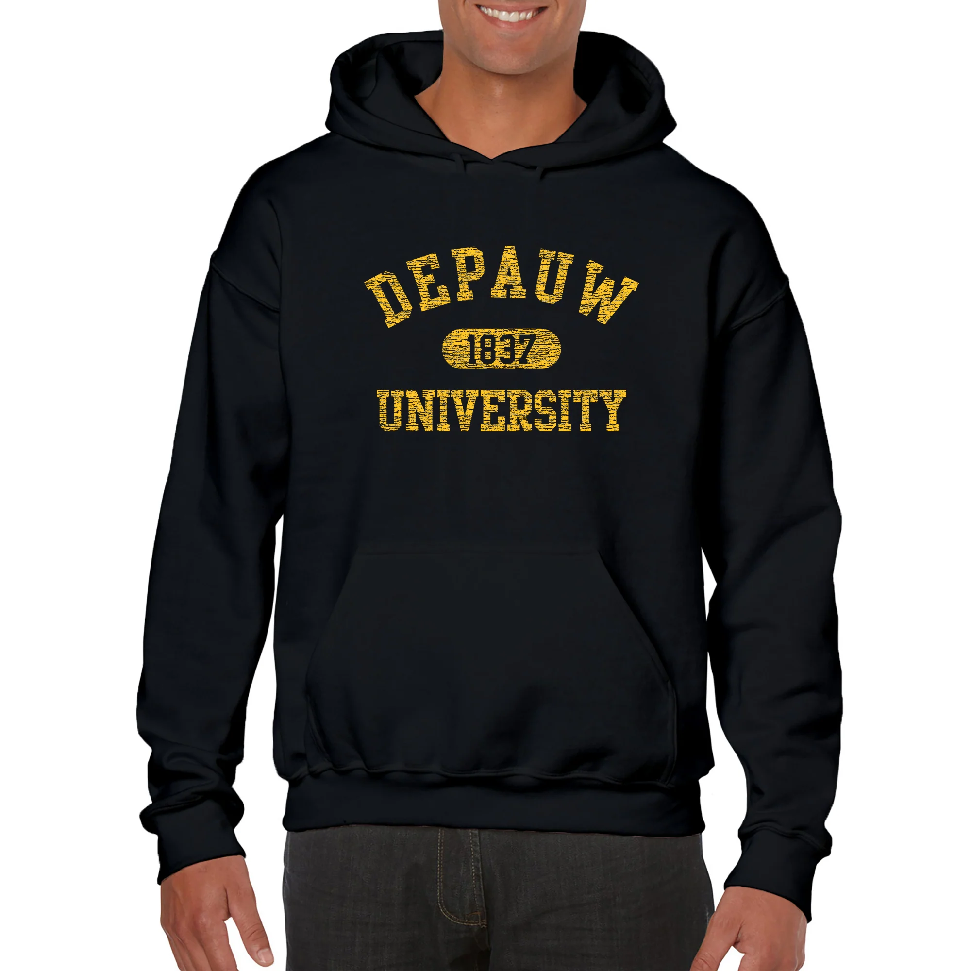 DePauw University Tigers Athletic Arch Heavy Blend Hoodie - Black - Image 3