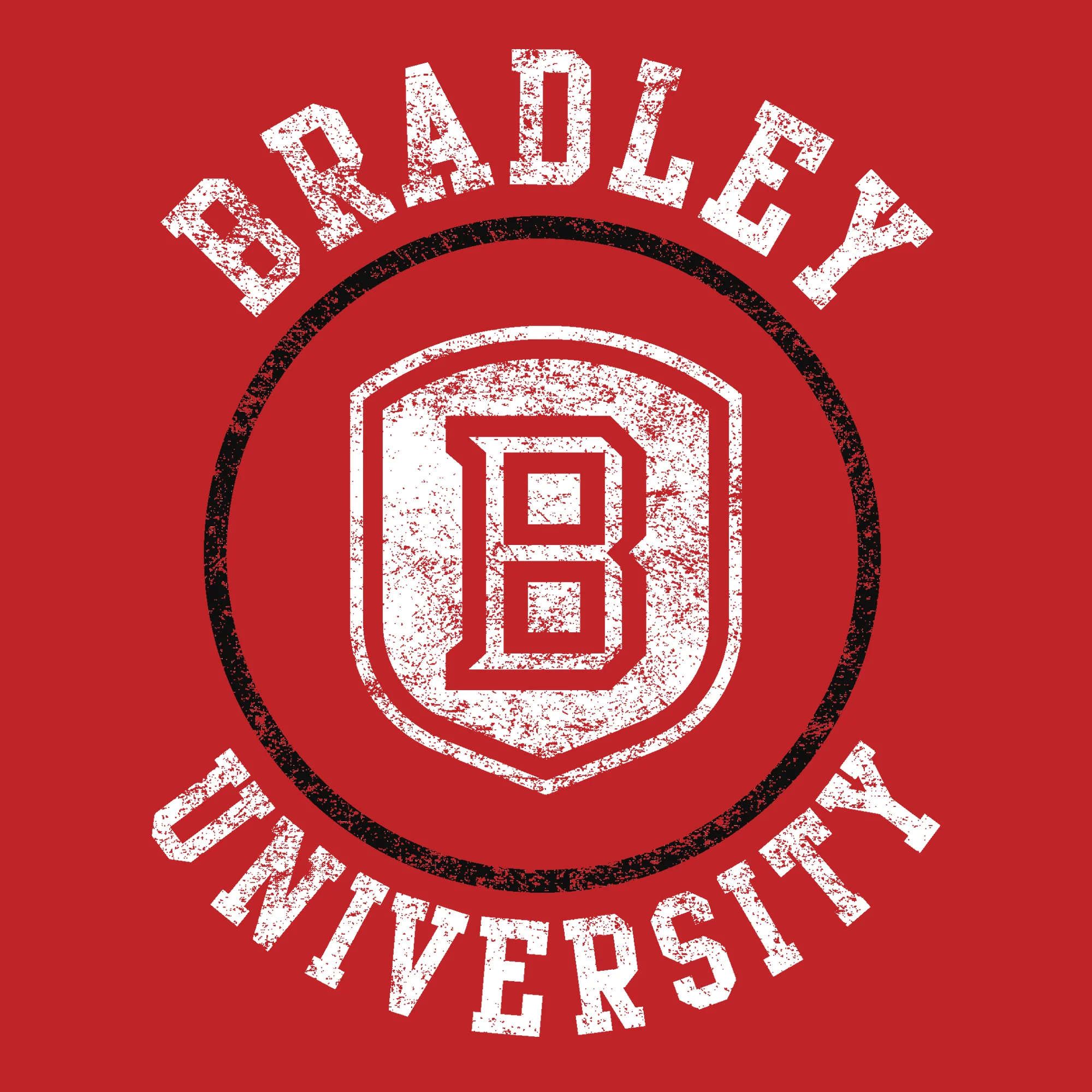 Bradley University Braves Distressed Circle Logo Basic Cotton Short Sleeve Women's T Shirt - Red - Image 2