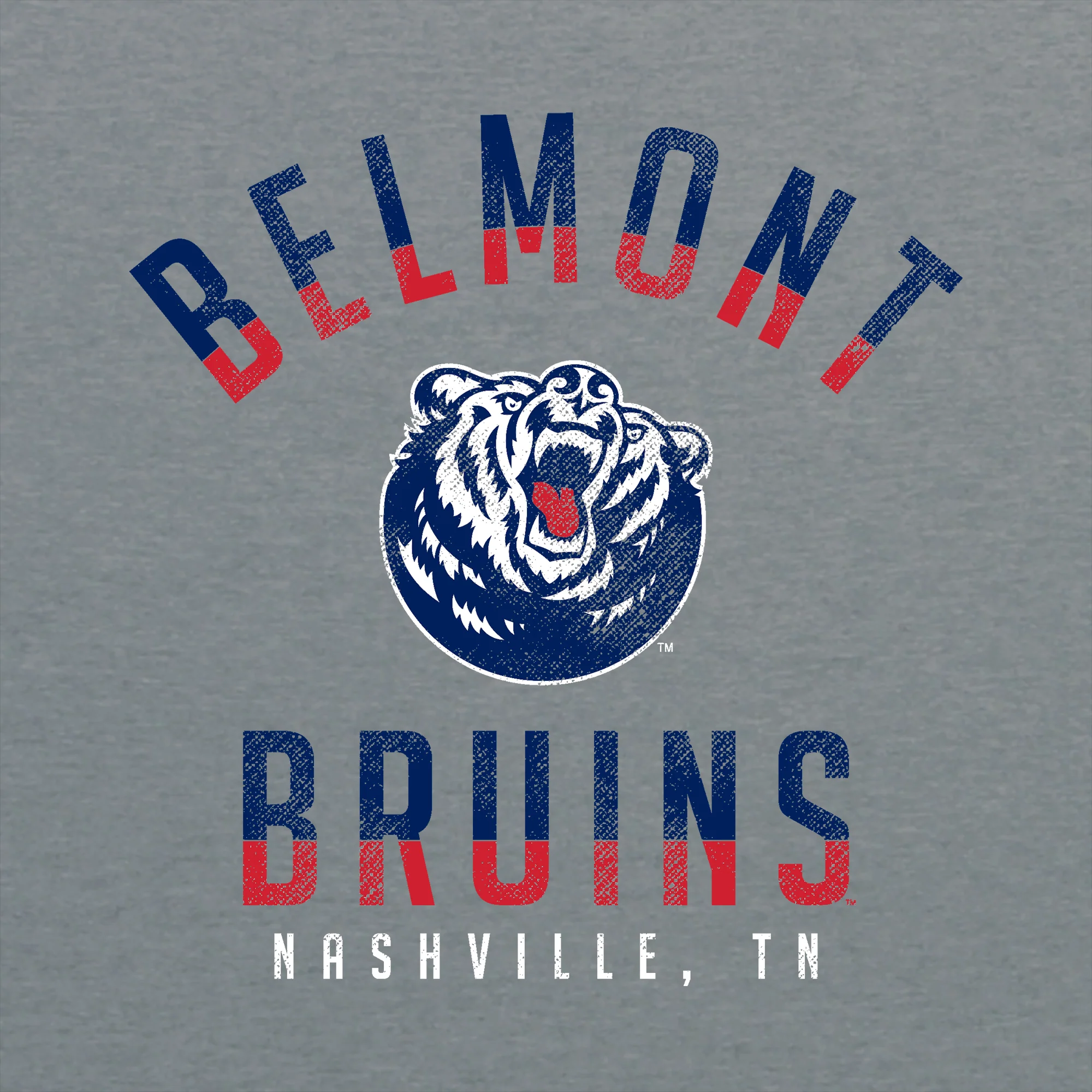 Belmont University Bruins Division Arch Canvas Triblend Short Sleeve T Shirt - Athletic Grey - Image 2