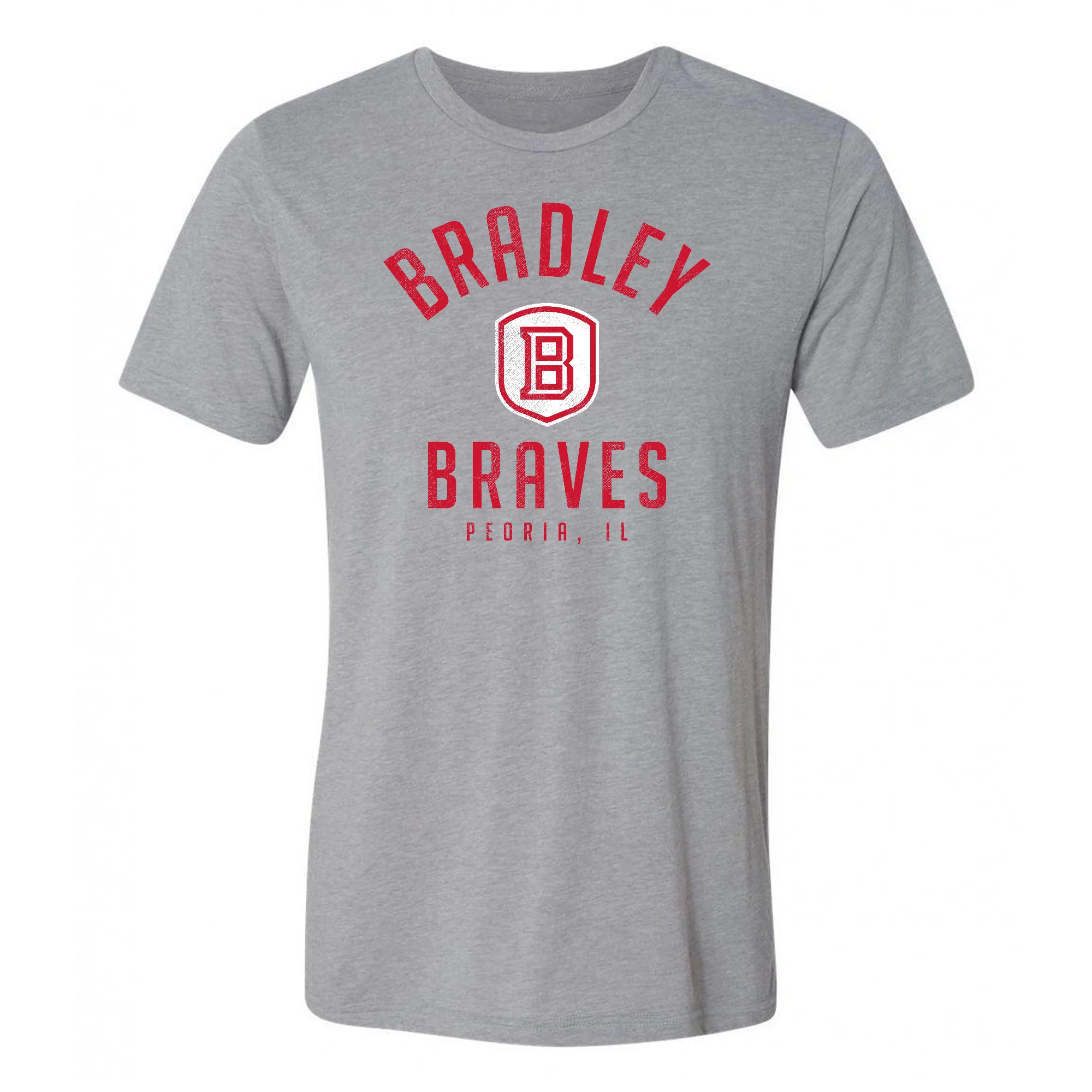 Bradley University Braves Division Arch Canvas Triblend Short Sleeve T Shirt - Athletic Grey