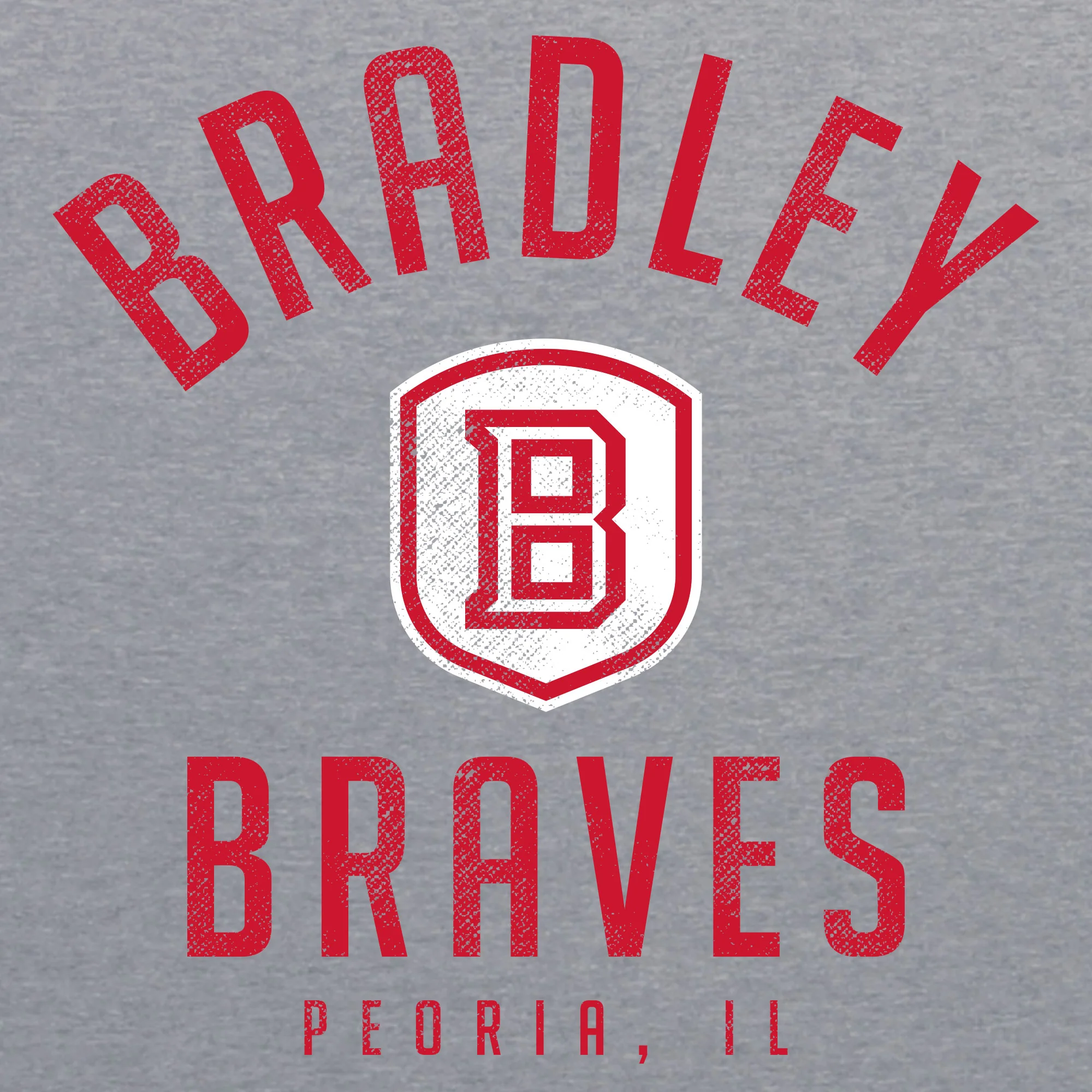 Bradley University Braves Division Arch Canvas Triblend Short Sleeve T Shirt - Athletic Grey - Image 2