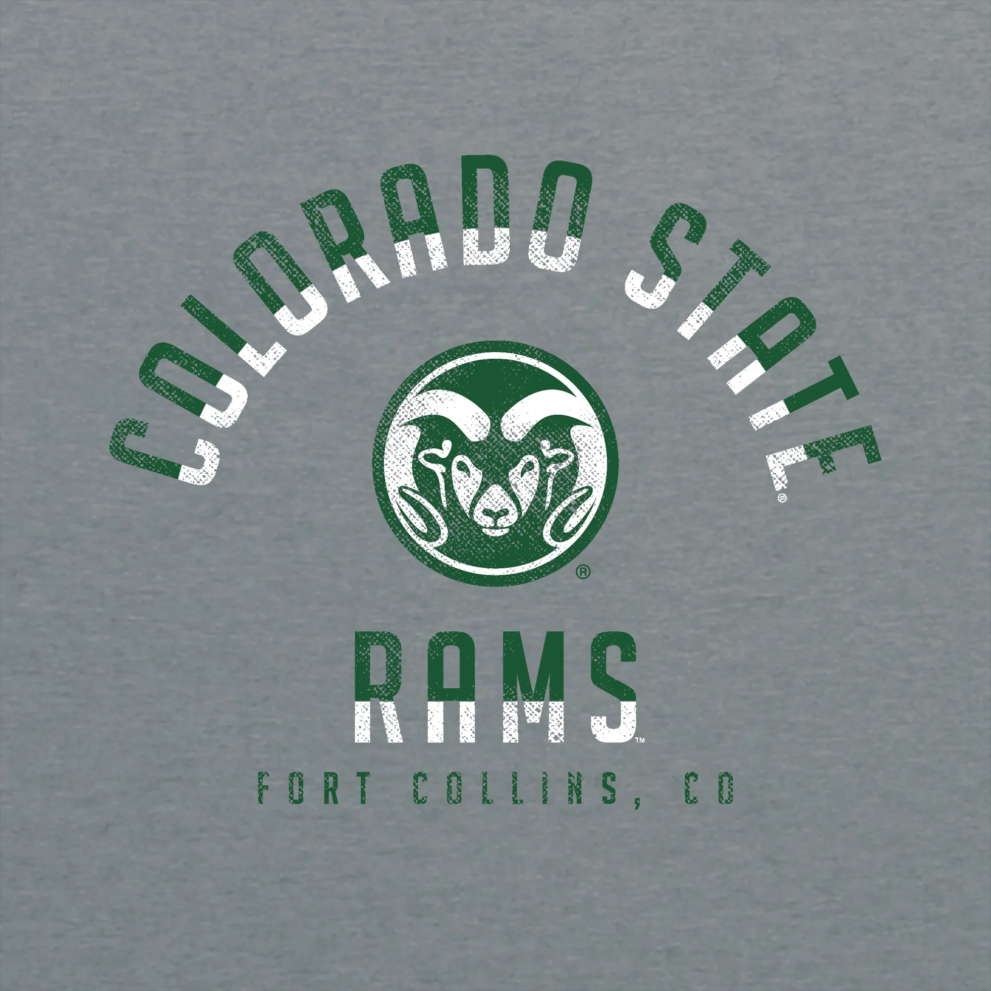 Colorado State University Rams Division Arch Canvas Triblend Short Sleeve T Shirt - Athletic Grey - Image 2