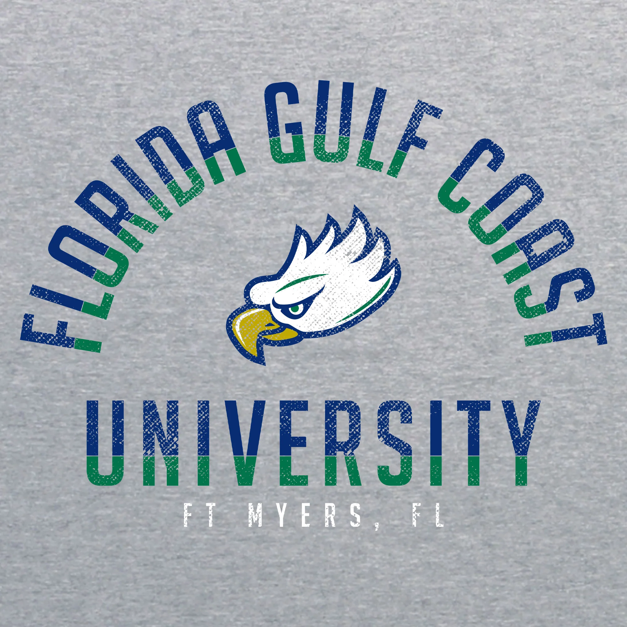 Florida Gulf Coast University Eagles Division Arch Canvas Triblend Short Sleeve T Shirt - Athletic Grey - Image 2