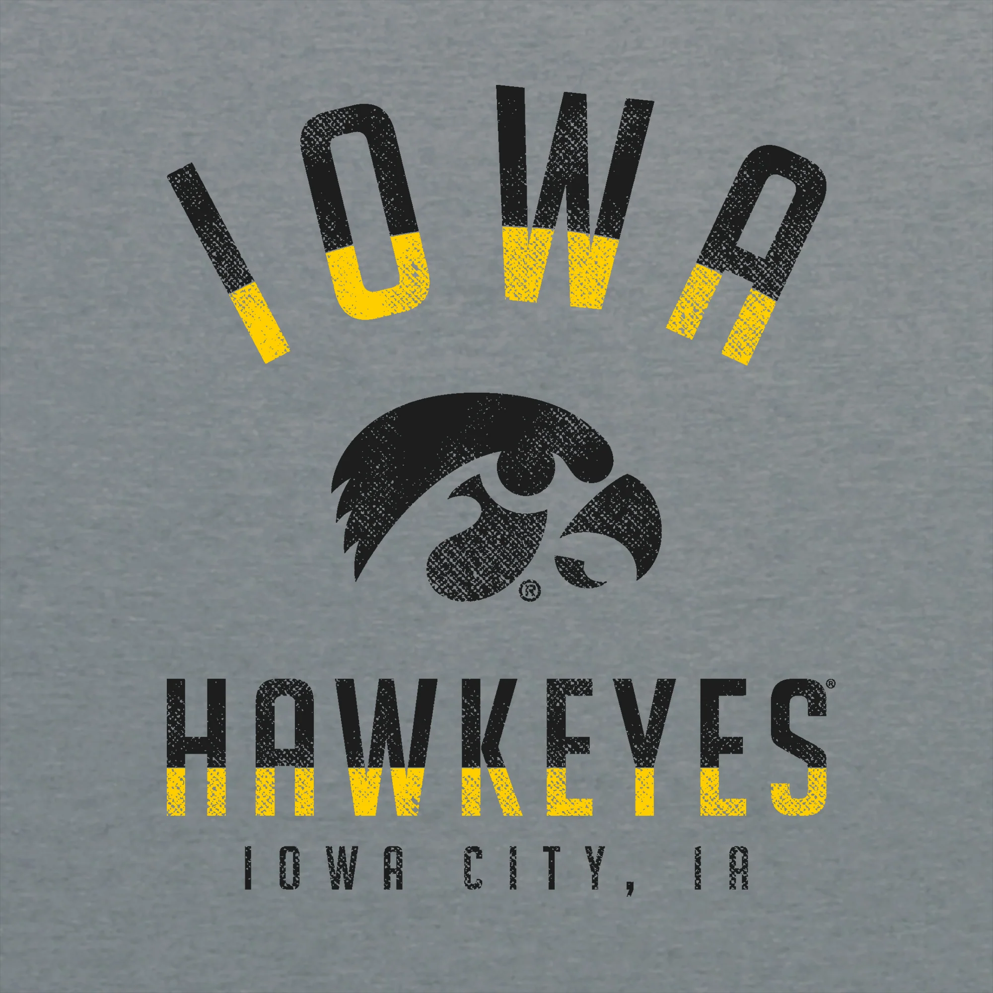 Division Arch Iowa Hawkeyes Canvas Triblend Short Sleeve T Shirt - Athletic Grey - Image 2