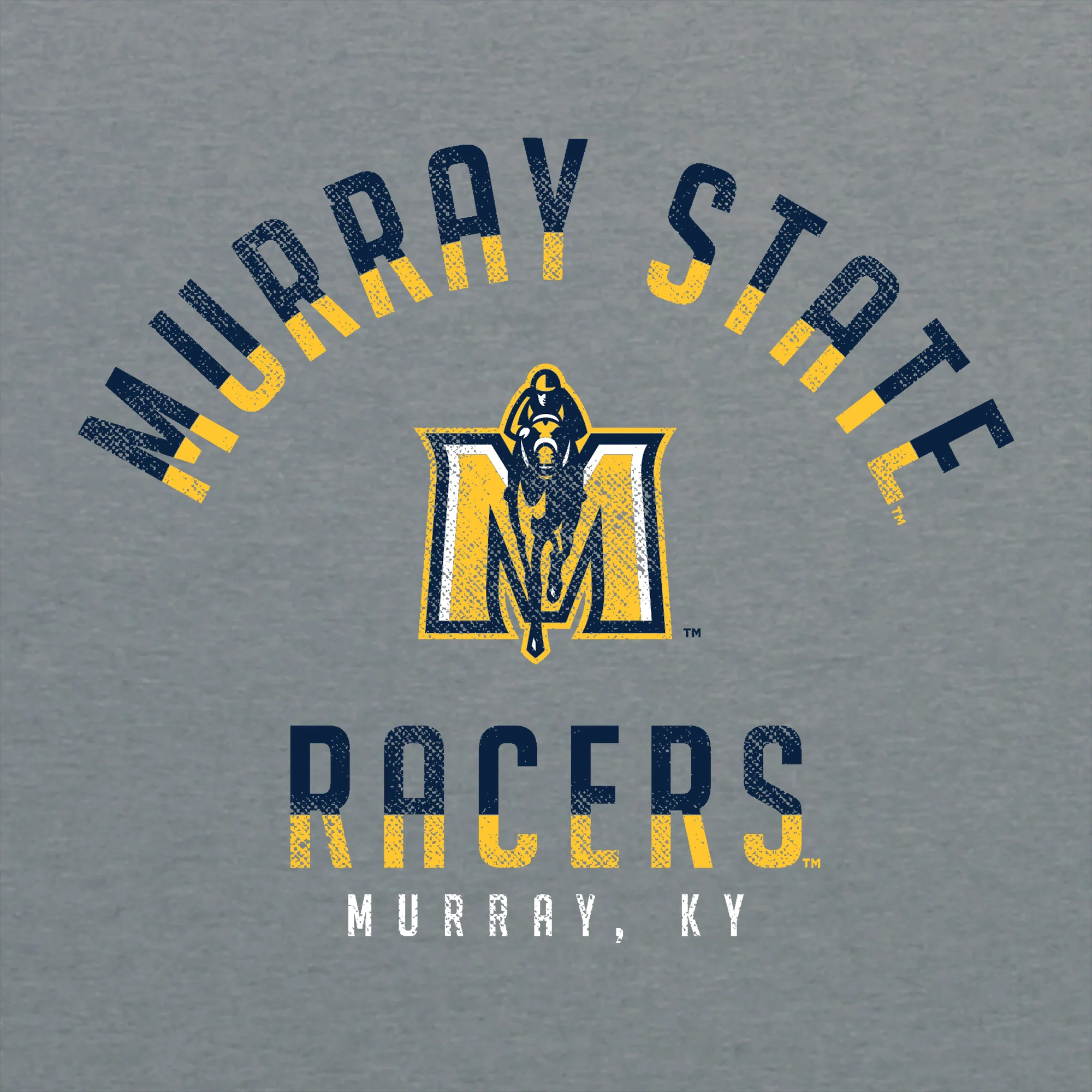 Murray State University Racers Division Arch Canvas Triblend Short Sleeve T Shirt - Athletic Grey - Image 2