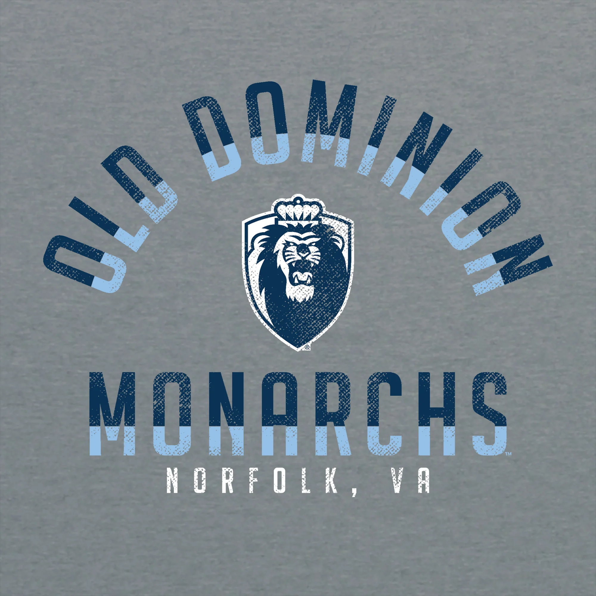 Old Dominion University Monarchs Division Arch Canvas Triblend Short Sleeve T Shirt - Athletic Grey - Image 2