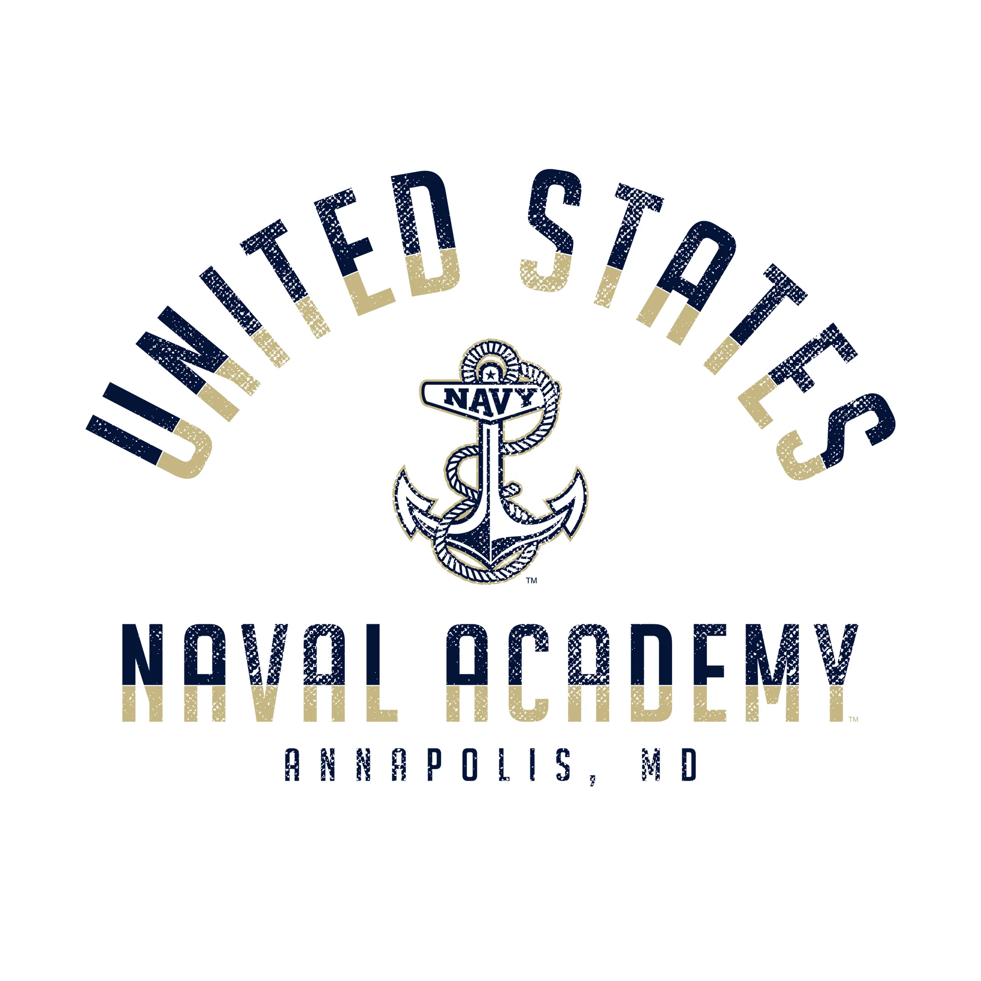 United States Naval Academy Midshipmen Division Arch Canvas Triblend Short Sleeve T Shirt - Solid White - Image 2