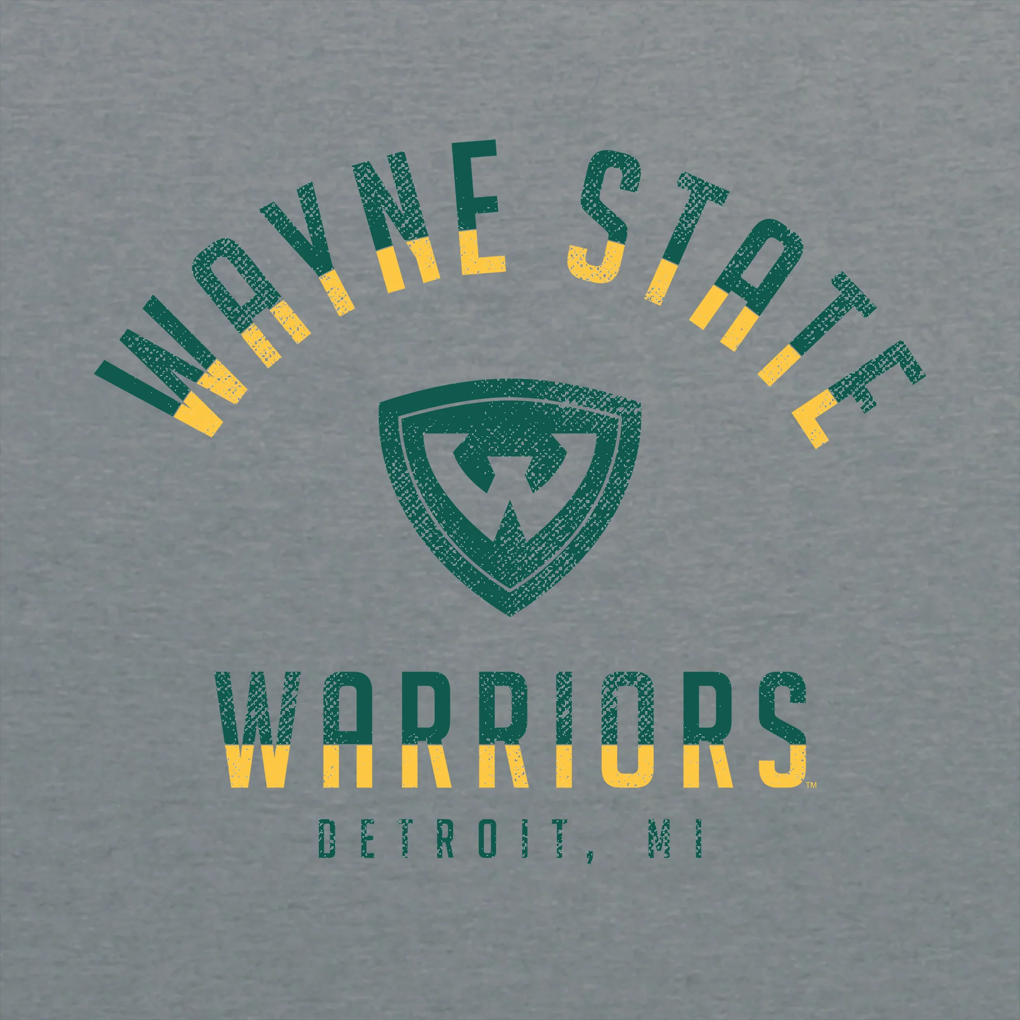 Wayne State University Warriors Division Arch Canvas Triblend Short Sleeve T Shirt - Athletic Grey - Image 2