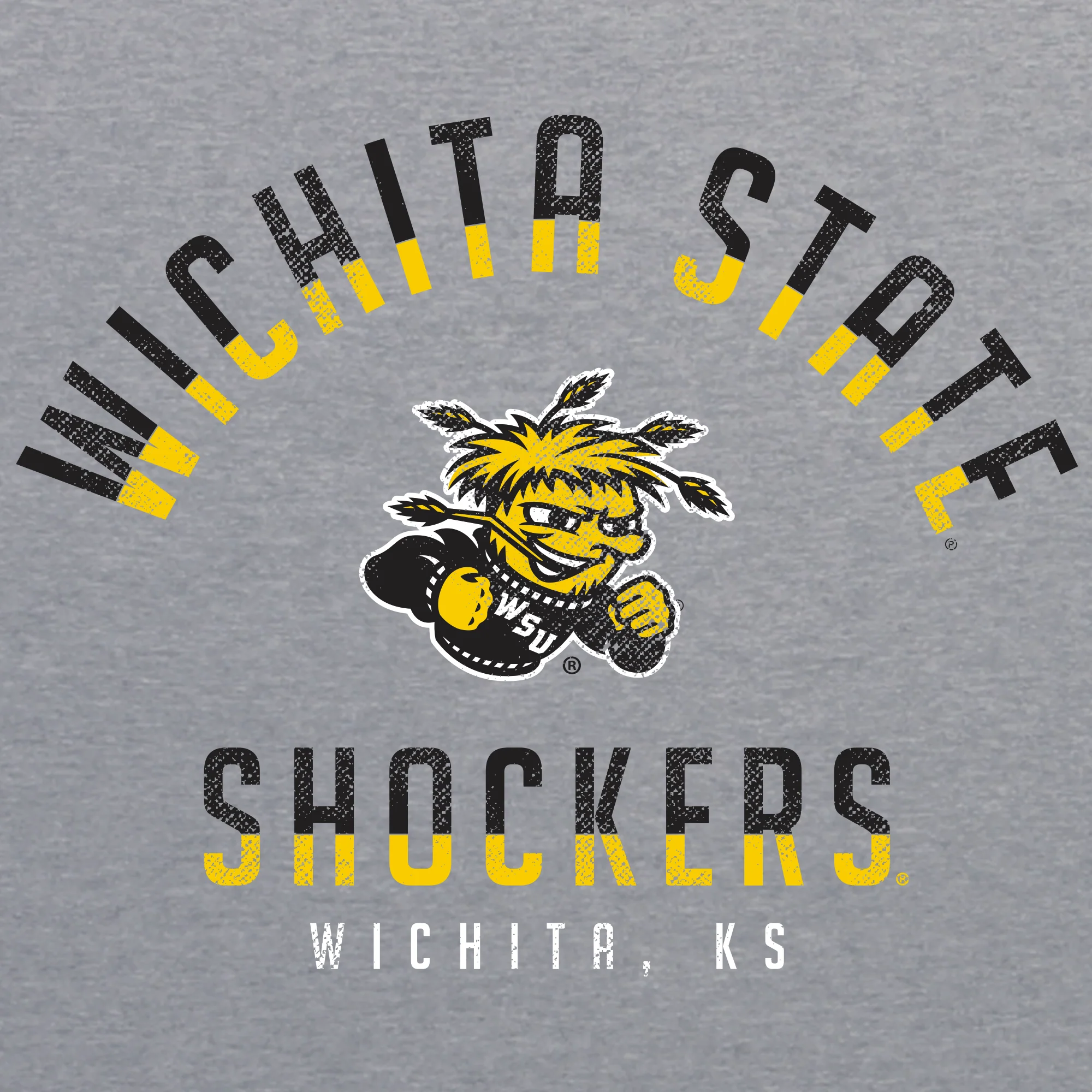 Wichita State University Shockers Division Arch Canvas Triblend Short Sleeve T Shirt - Athletic Grey - Image 2