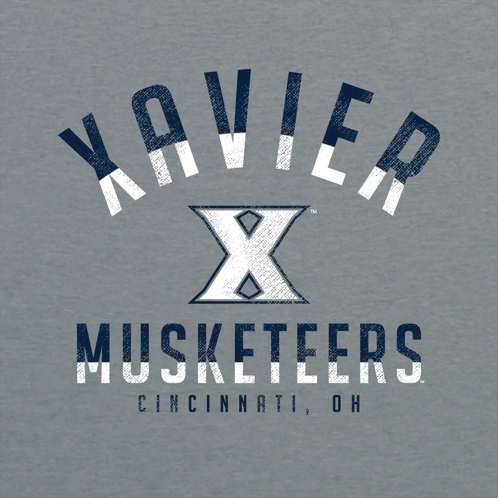 Xavier Univeristy Musketeers Division Arch Canvas Triblend Short Sleeve T Shirt - Athletic Grey - Image 2