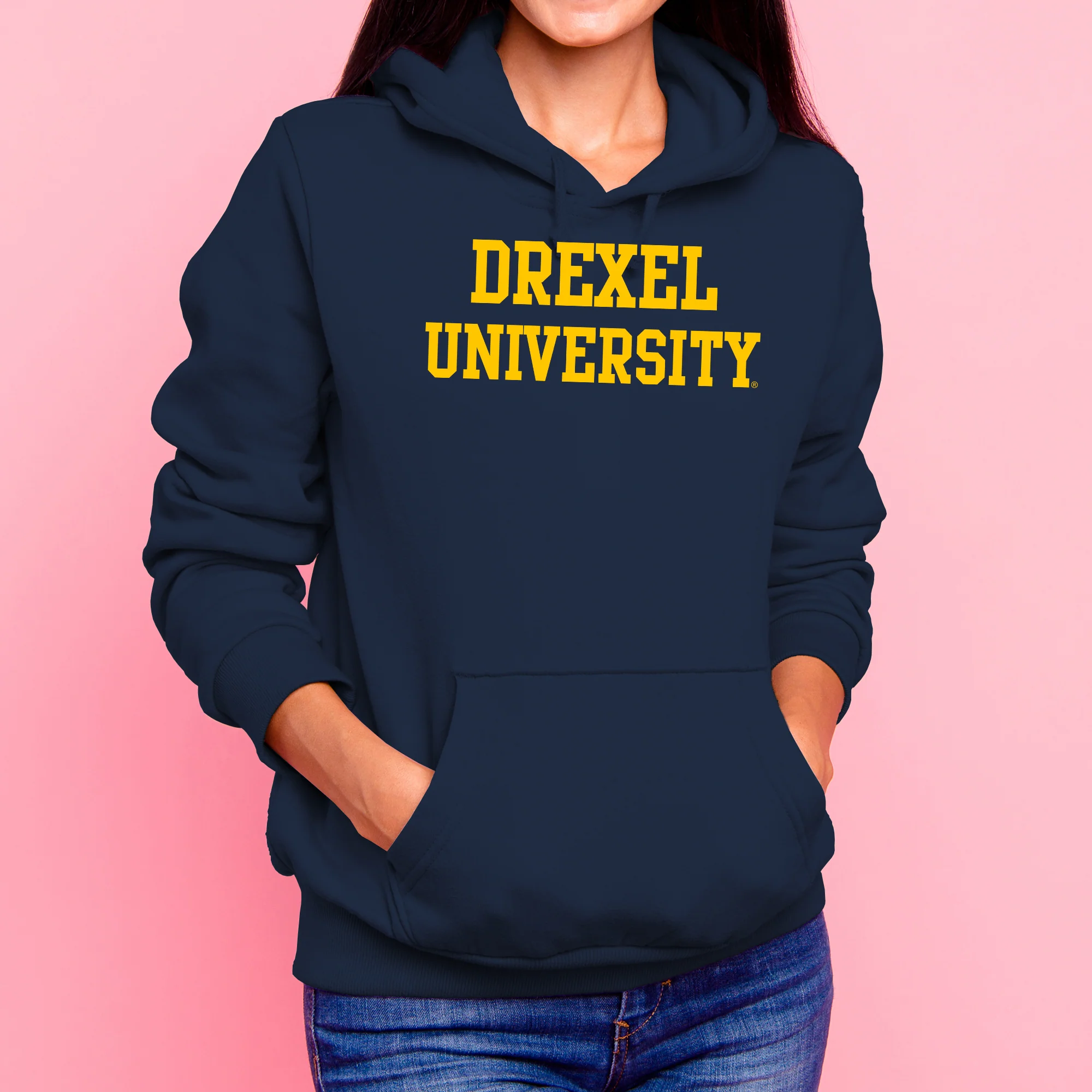 Drexel University Dragons Basic Block Hoodie - Navy - Image 4
