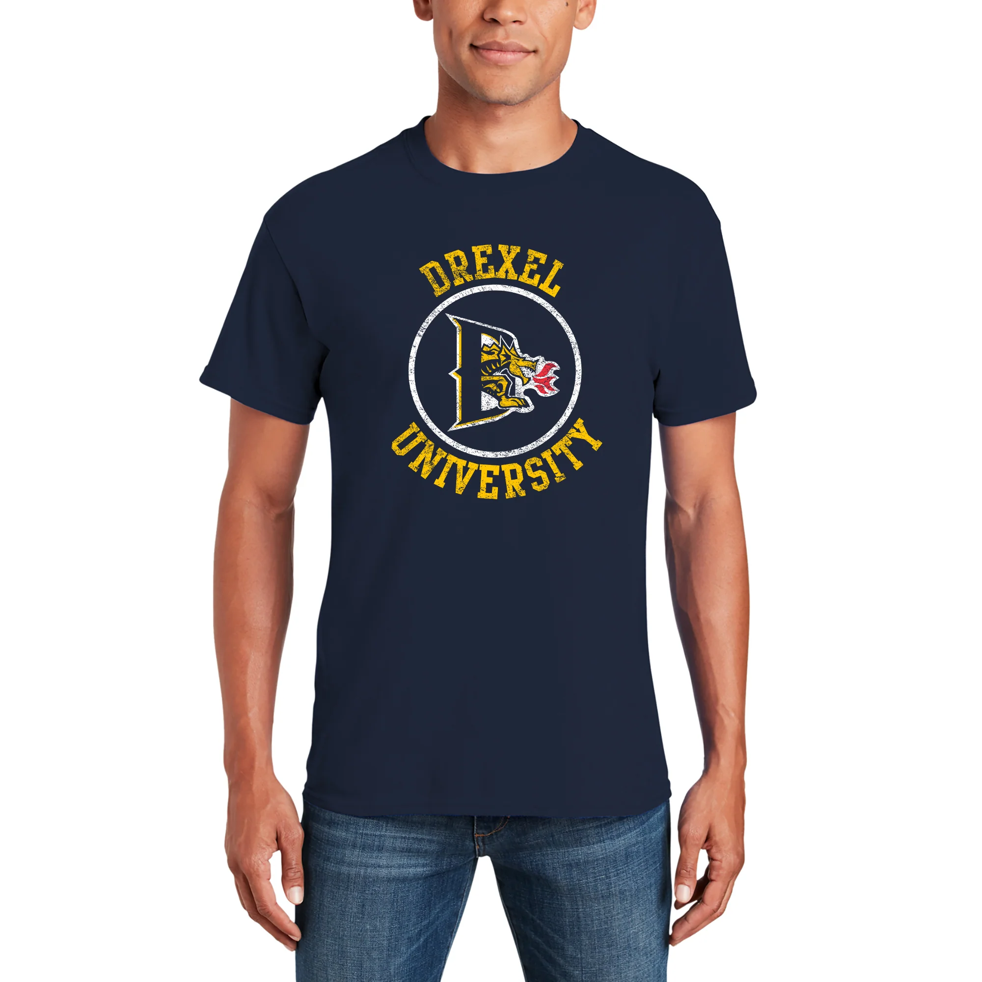 Drexel University Dragons Distressed Circle Logo T-Shirt - Navy - Image 3