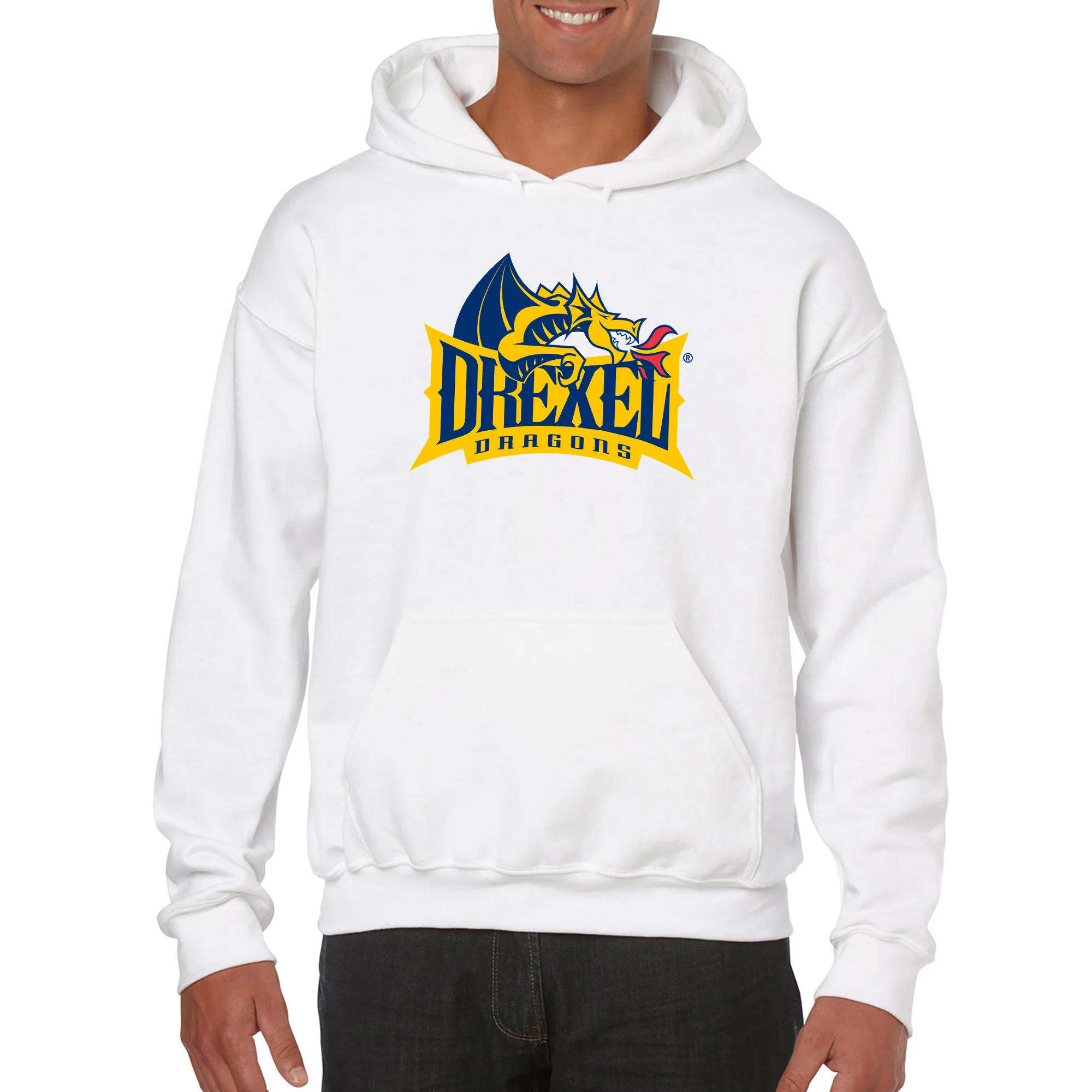 Drexel University Dragons Primary Logo Hoodie - White - Image 3