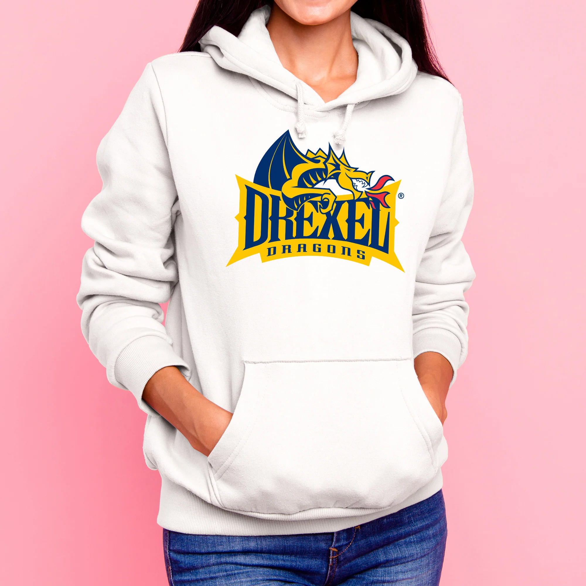 Drexel University Dragons Primary Logo Hoodie - White - Image 4