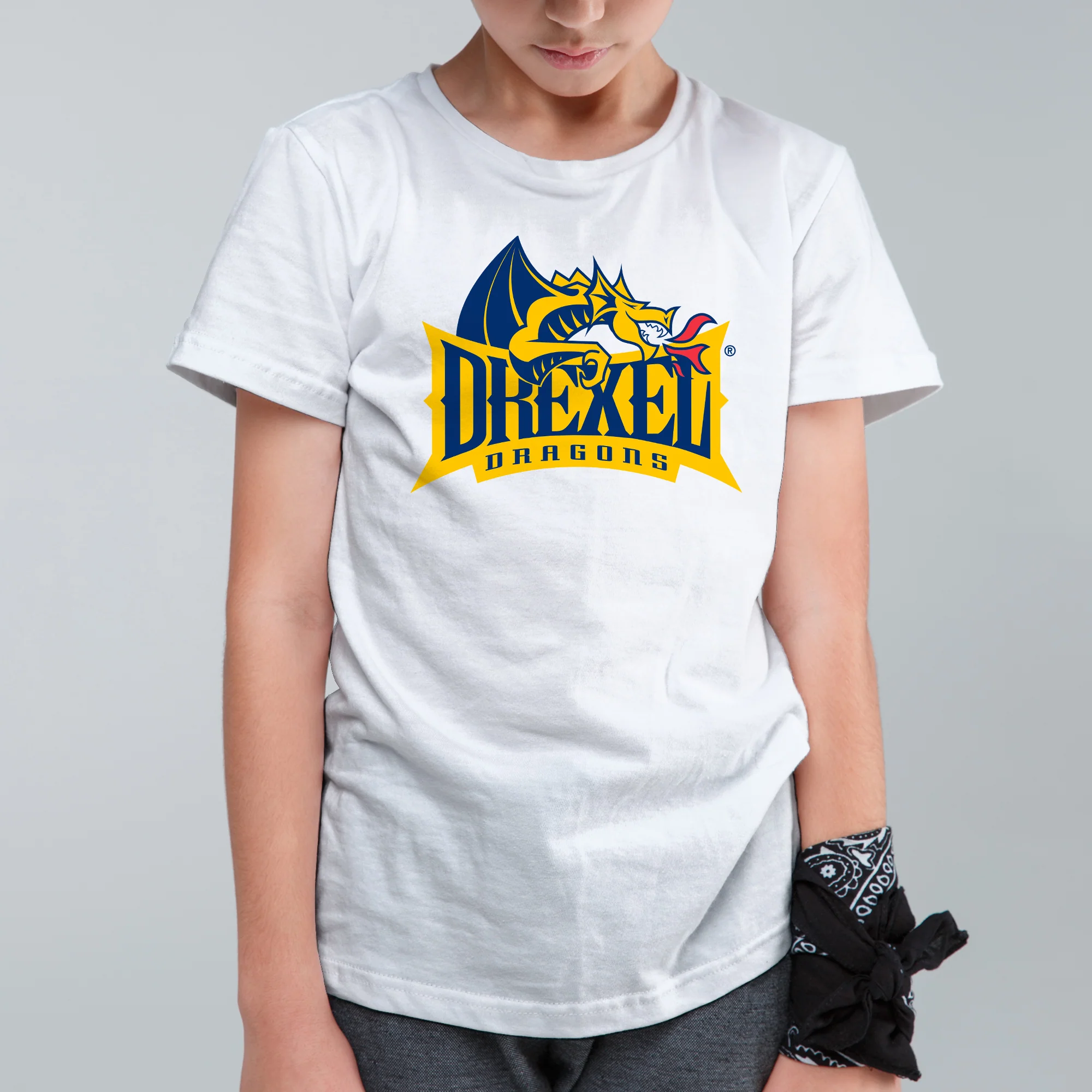 Drexel University Dragons Primary Logo Youth T-Shirt - White - Image 3