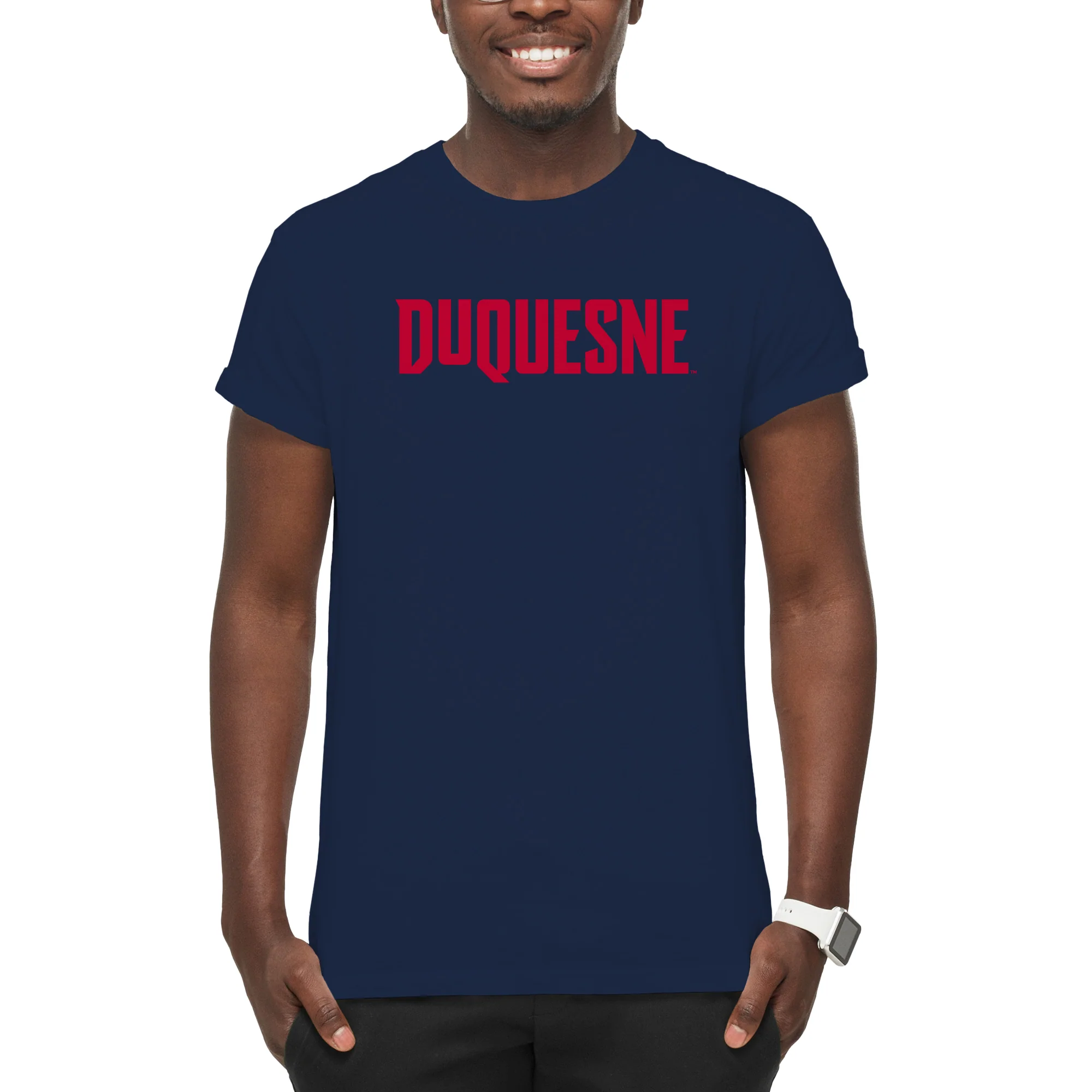 Duquesne Arch Logo T-Shirt - Navy - Image 3