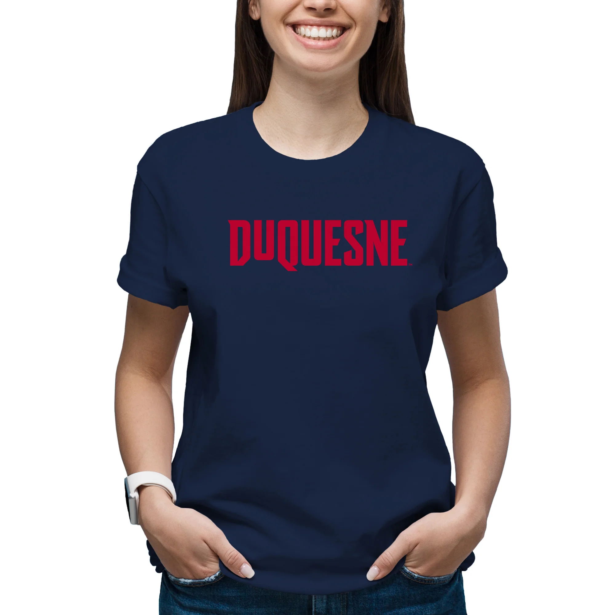 Duquesne Arch Logo T-Shirt - Navy - Image 4