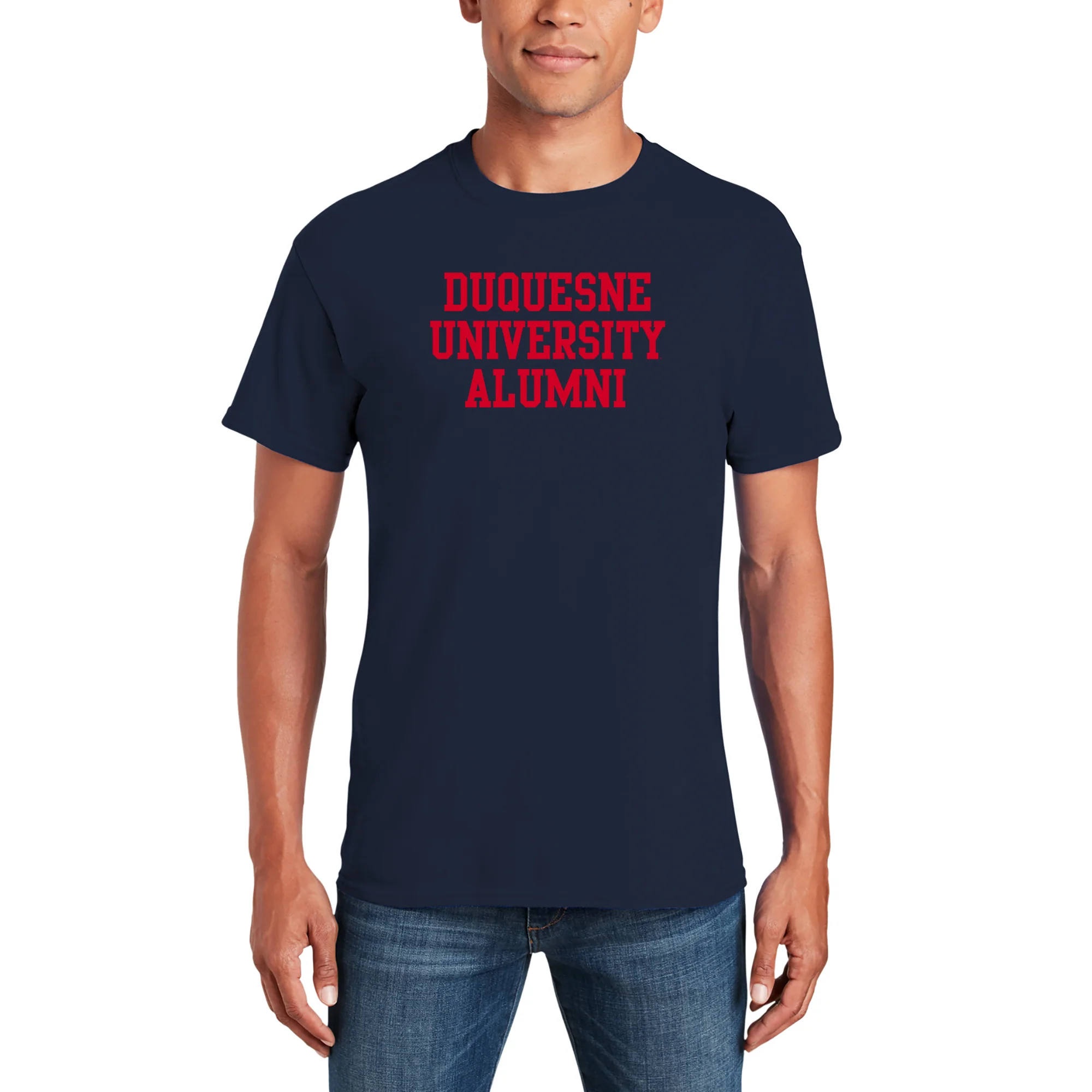 Duquesne University Dukes Basic Block Alumni Short Sleeve T Shirt - Navy - Image 3