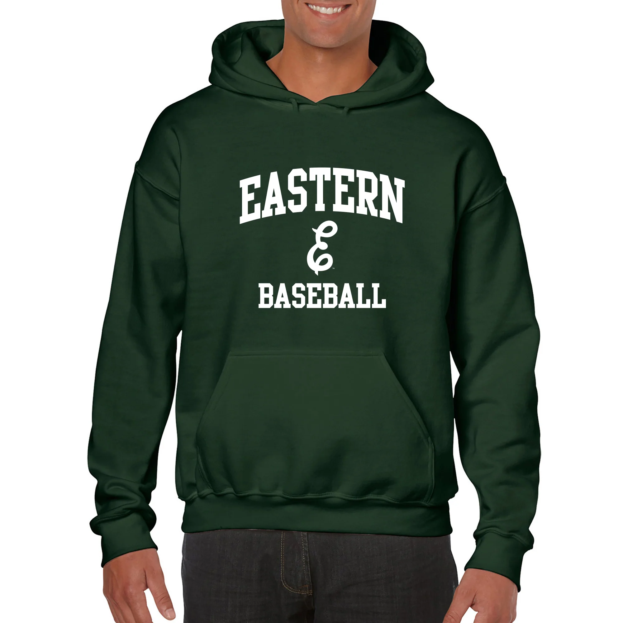 Eastern Michigan Arch Logo Baseball Hoodie - Forest - Image 3