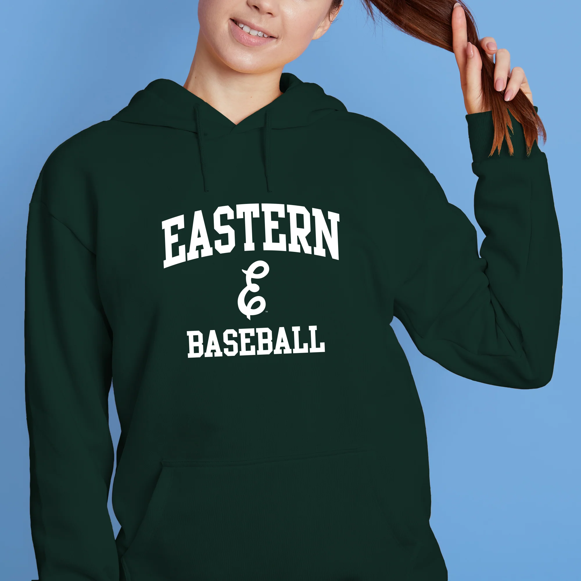 Eastern Michigan Arch Logo Baseball Hoodie - Forest - Image 4