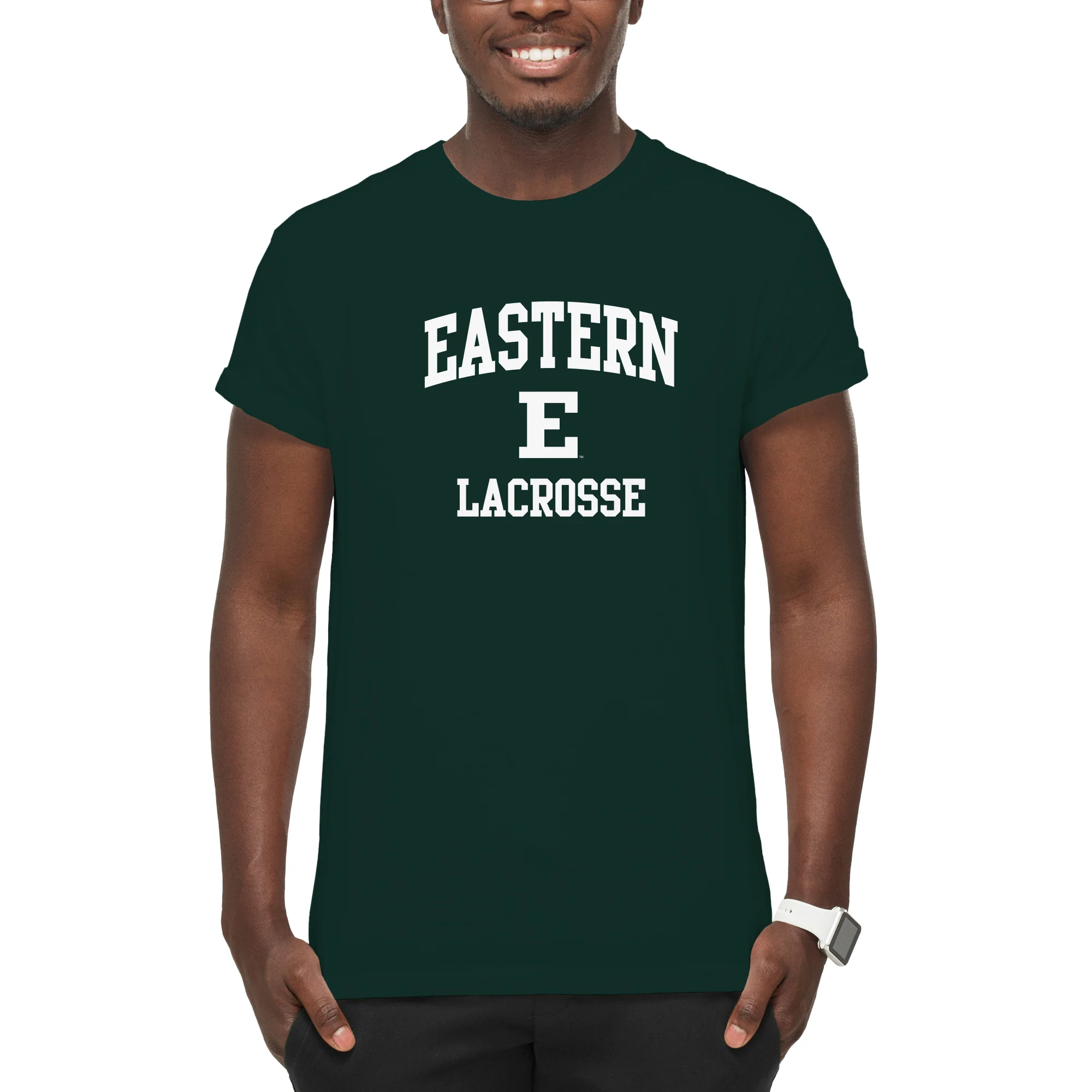 Eastern Michigan Arch Logo Lacrosse T-Shirt - Forest - Image 3