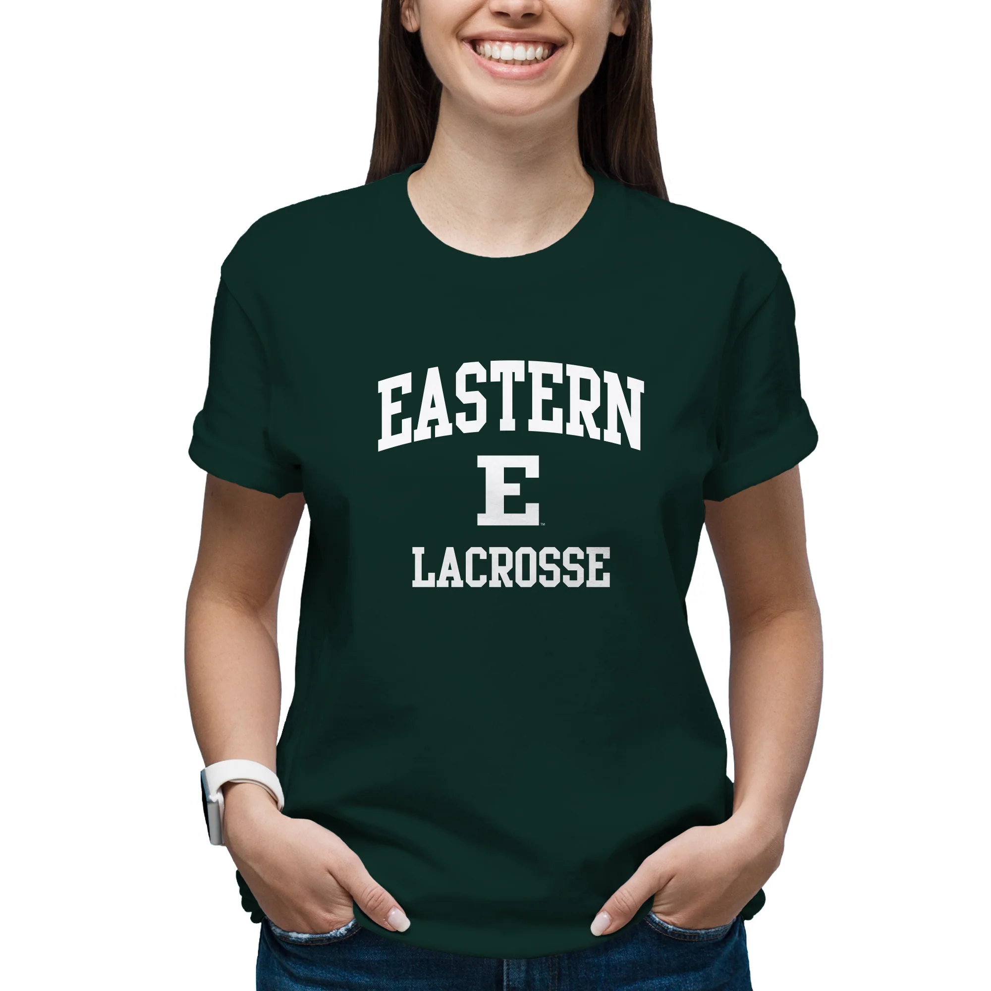 Eastern Michigan Arch Logo Lacrosse T-Shirt - Forest - Image 4