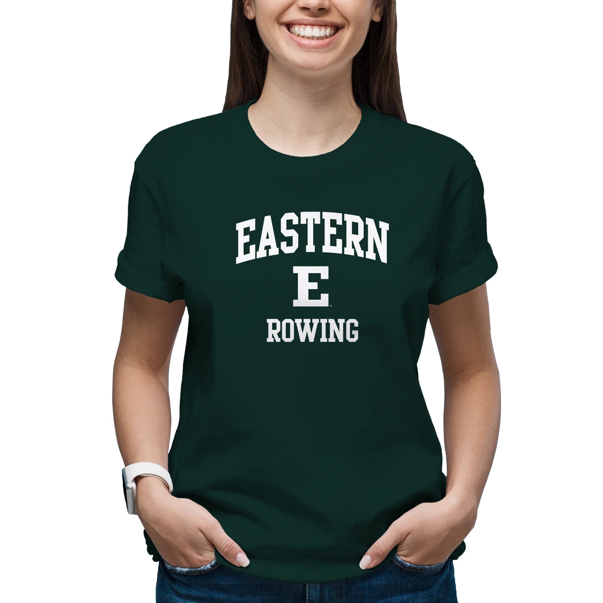 Eastern Michigan Arch Logo Rowing T-Shirt - Forest - Image 4