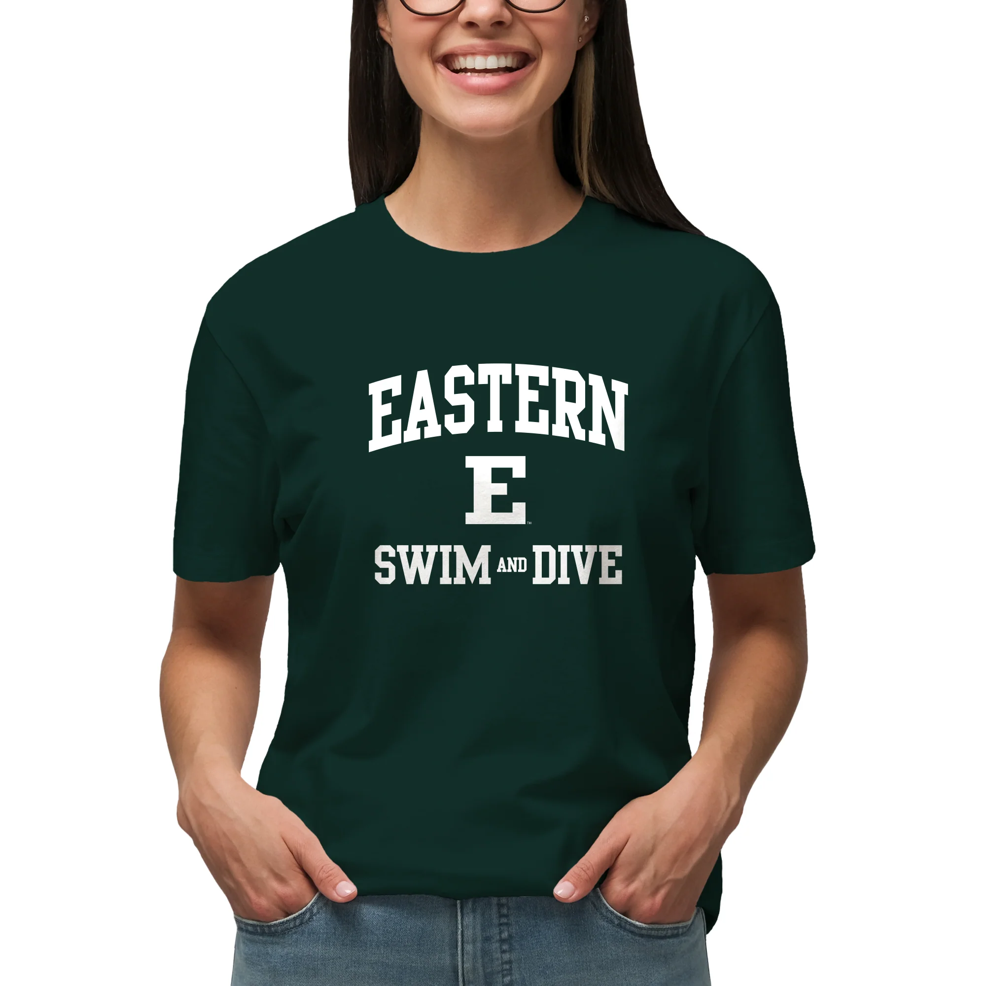 Eastern Michigan Arch Logo Swim & Dive T-Shirt - Forest - Image 4