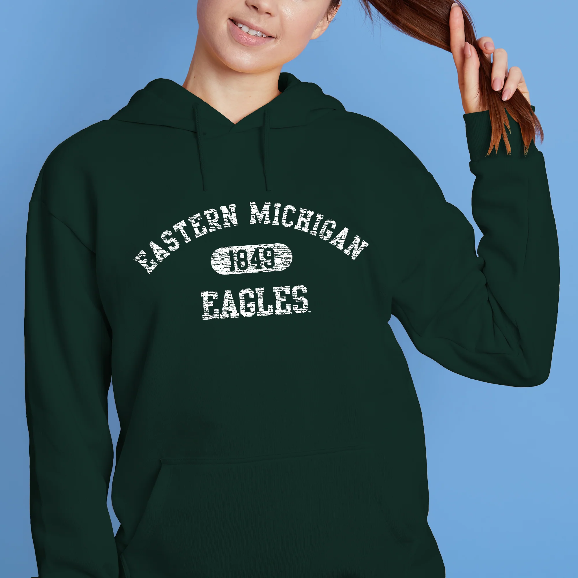 Eastern Michigan University Eagles Athletic Arch Heavy Blend Hoodie - Forest - Image 4