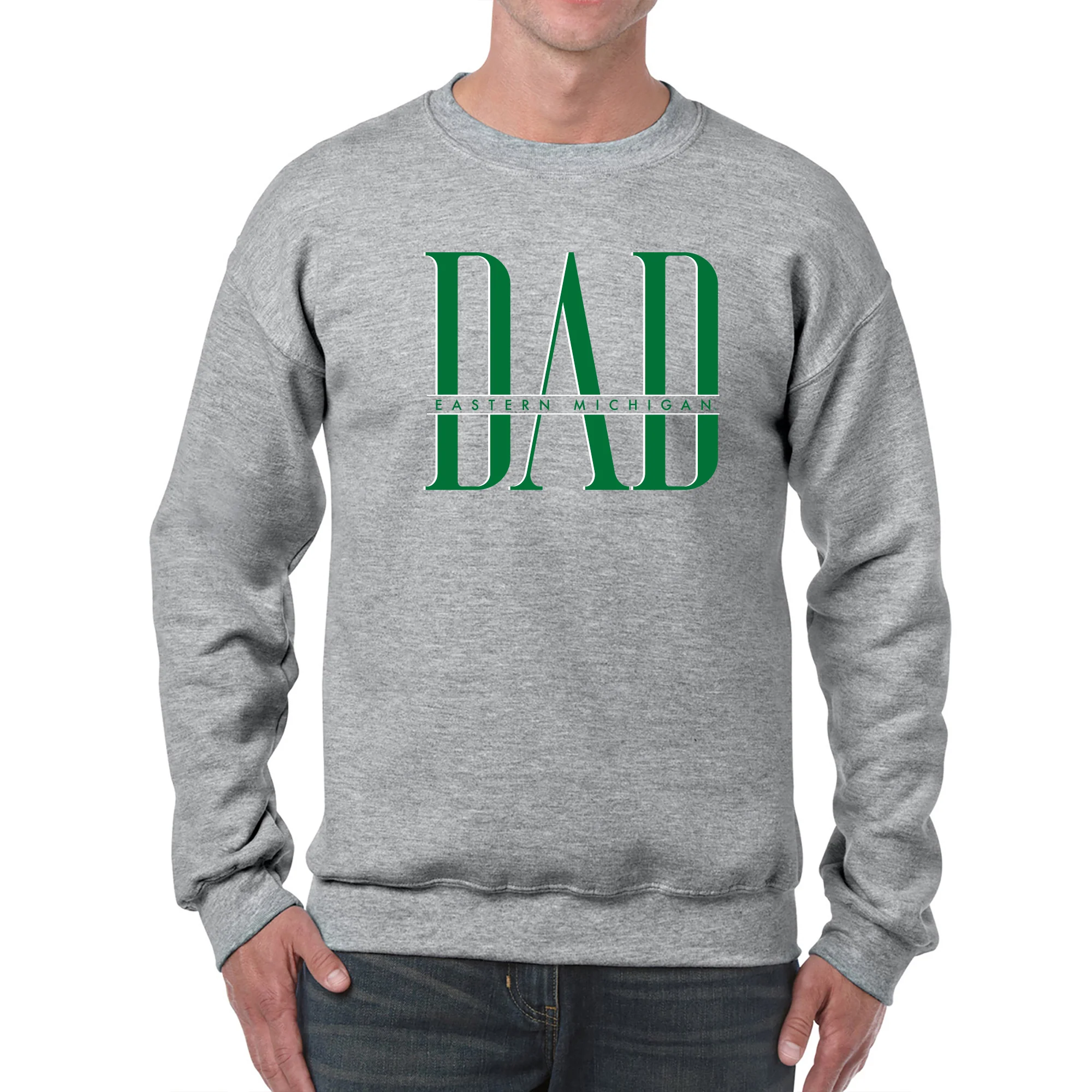 Eastern Michigan Classic Dad Crewneck - Sport Grey - Image 3