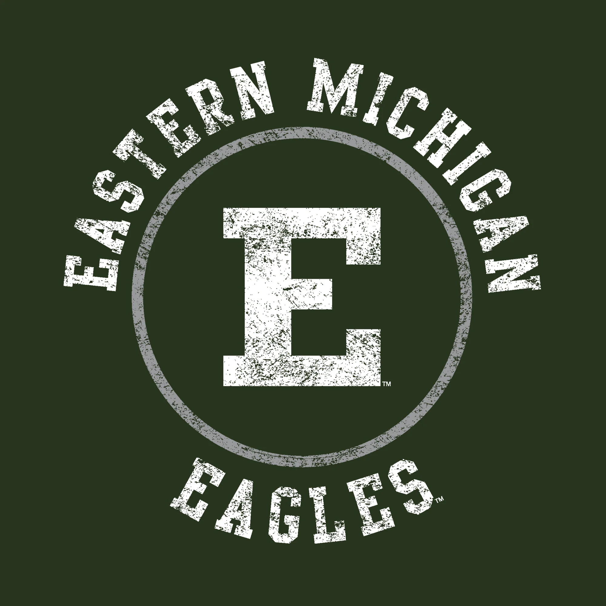 Eastern Michigan University Eagles Distressed Circle Logo Short Sleeve T Shirt - Forest - Image 2