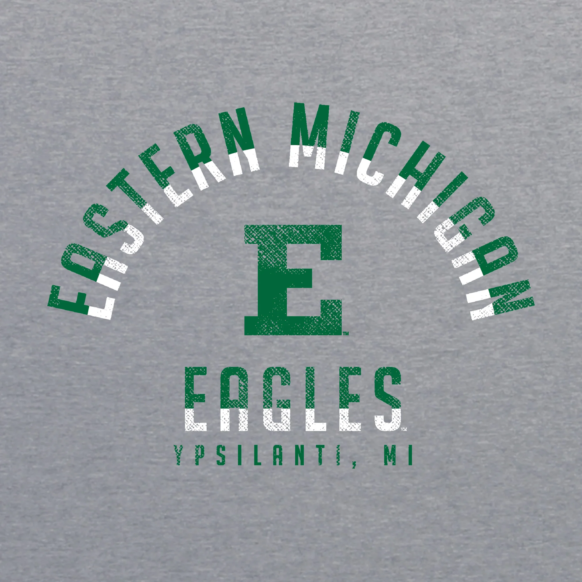 Eastern Michigan Division Arch Canvas Triblend T Shirt - Athletic Grey Triblend - Image 2