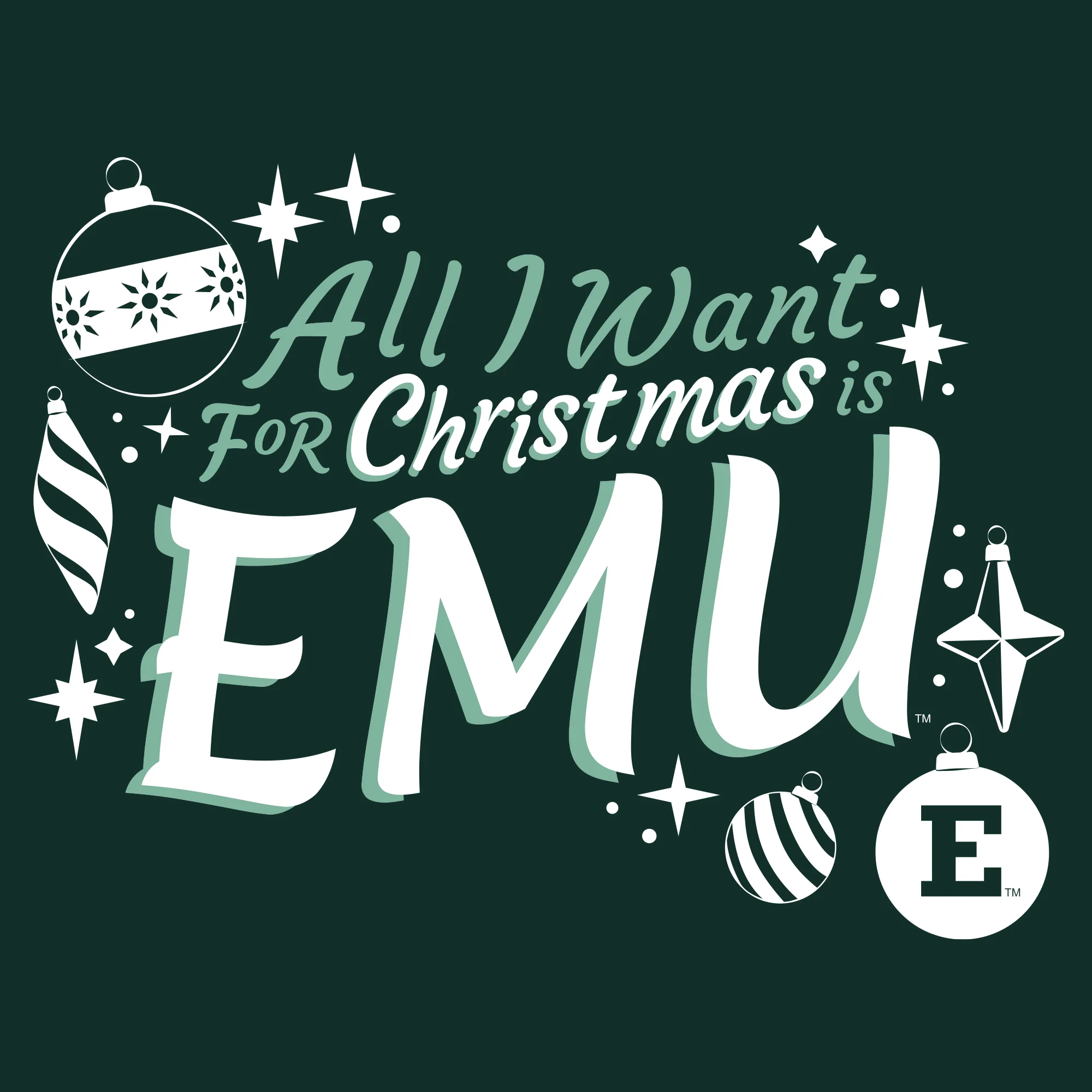 Eastern Michigan Eagles All I Want For Christmas Is EMU T Shirt - Forest - Image 2