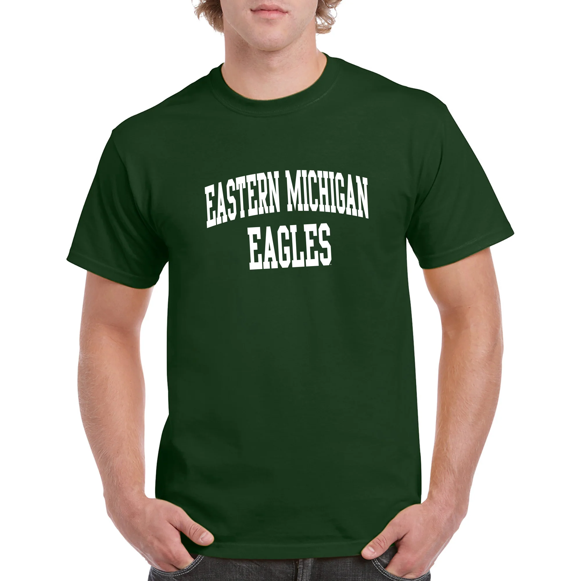Eastern Michigan University Eagles Front Back Print Short Sleeve T Shirt - Forest - Image 3